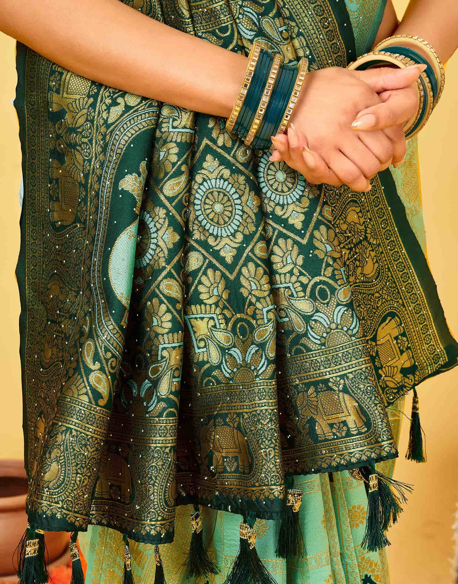 Light Mint Green Silk Woven Patola Saree