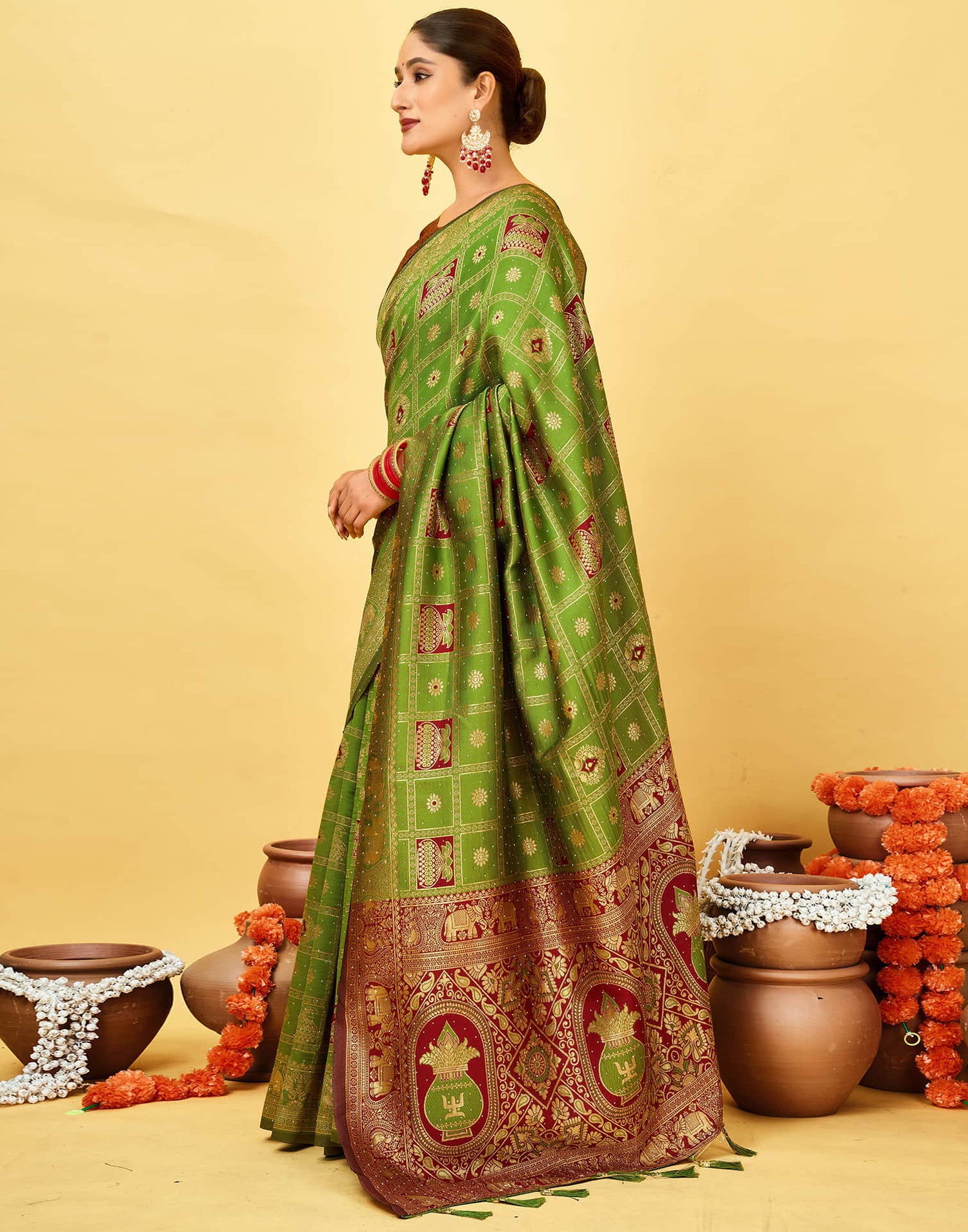 Green Silk Woven Patola Saree