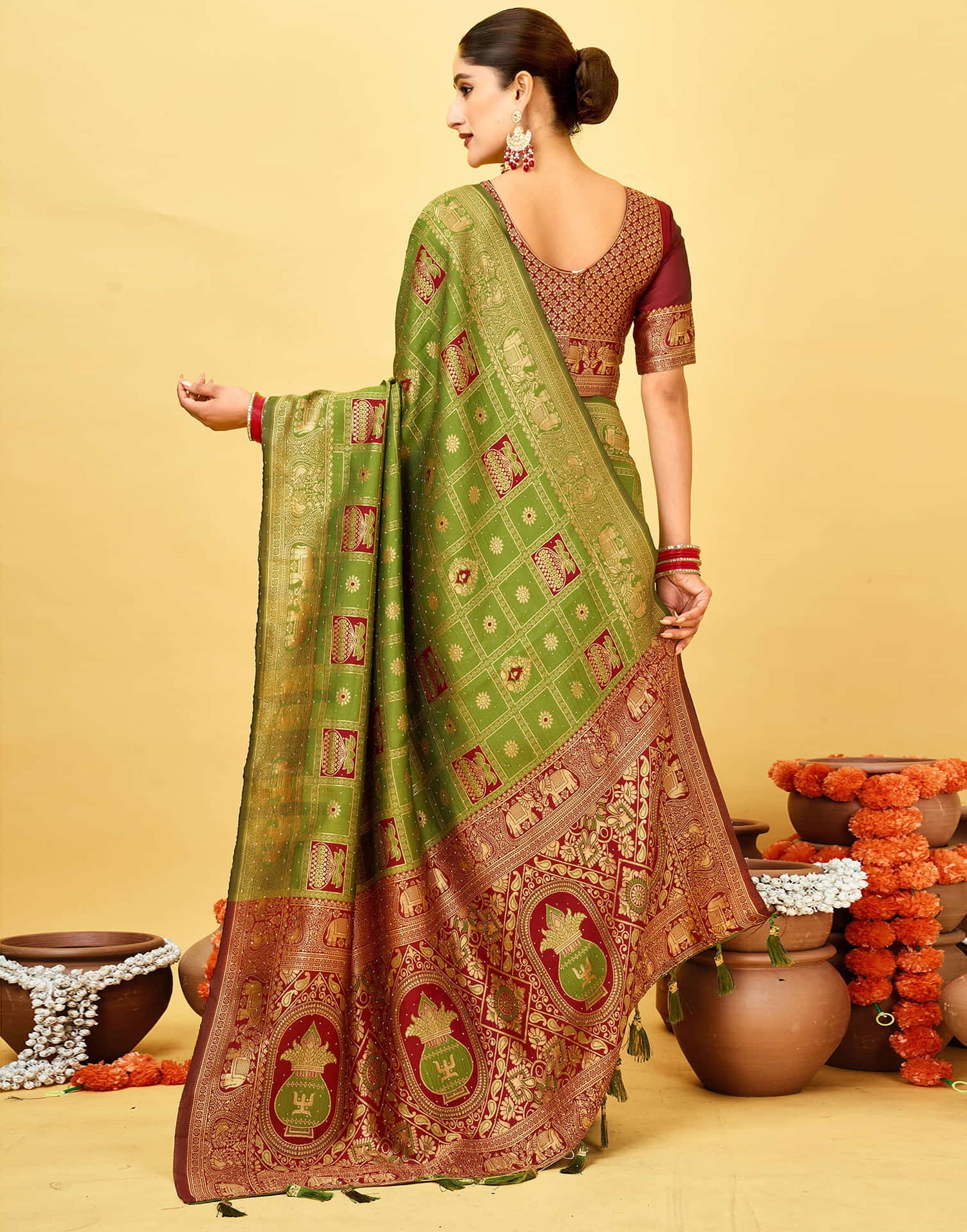 Green Silk Woven Patola Saree