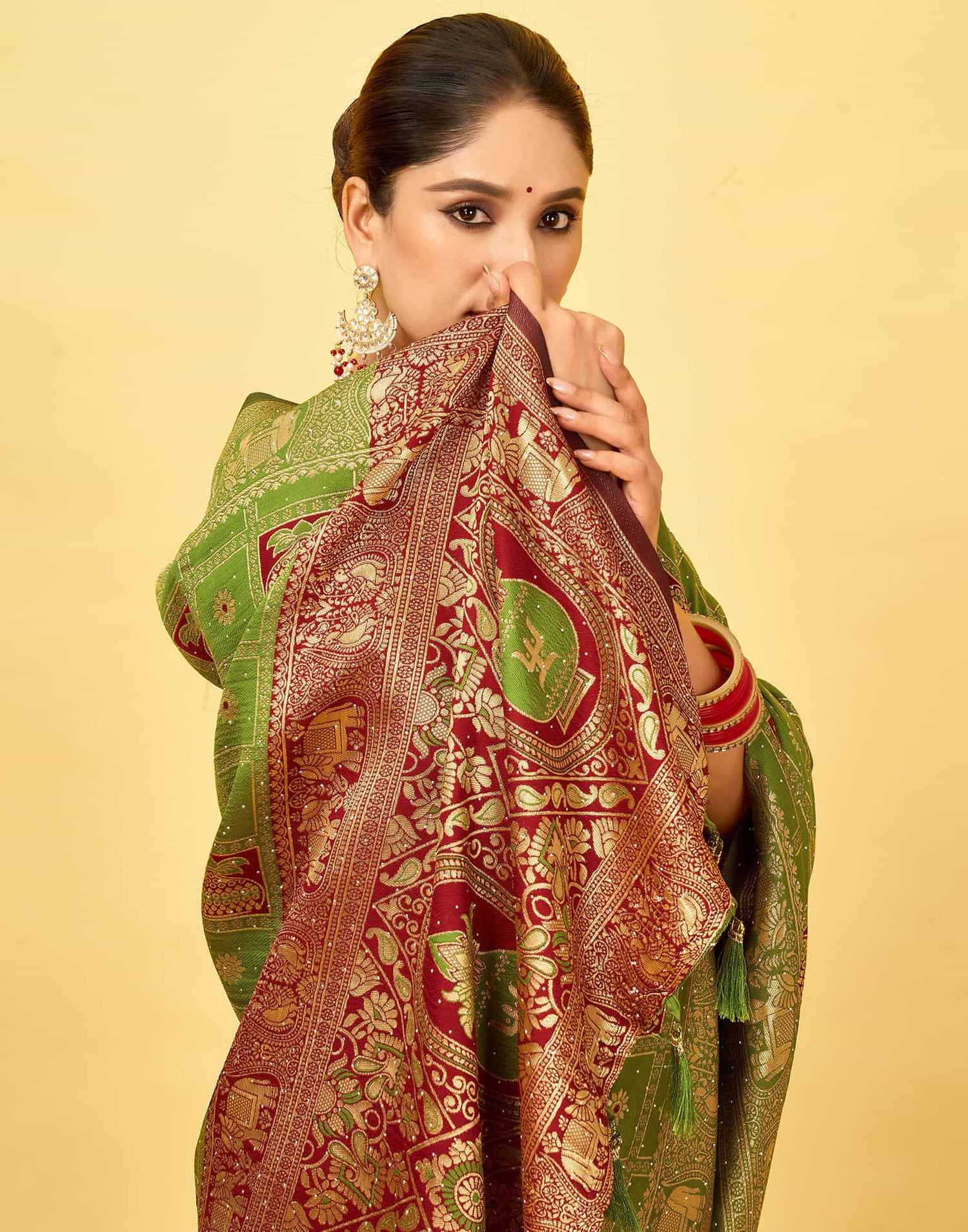 Green Silk Woven Patola Saree
