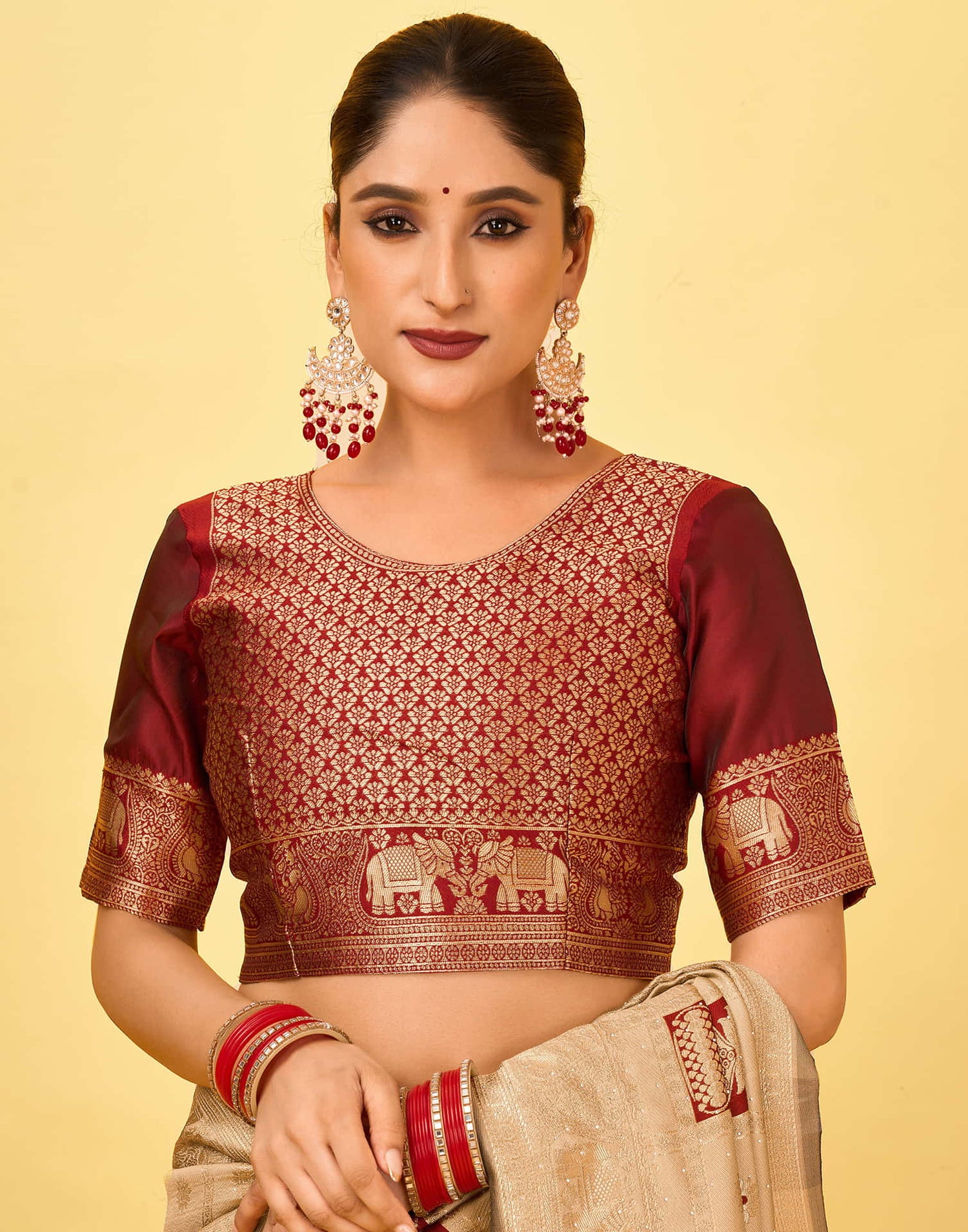 Beige Silk Woven Patola Saree