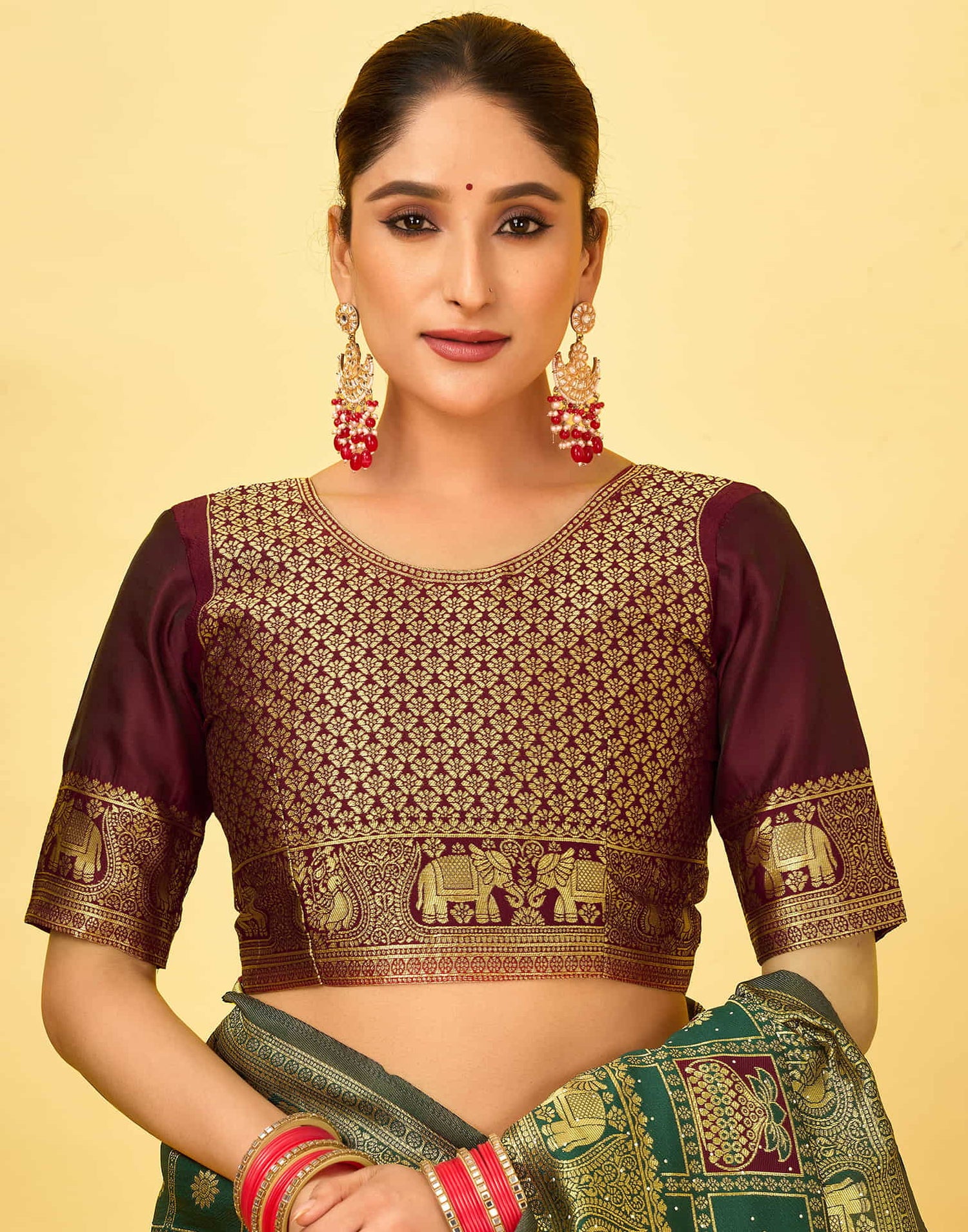 Dark Green Silk Woven Patola Saree