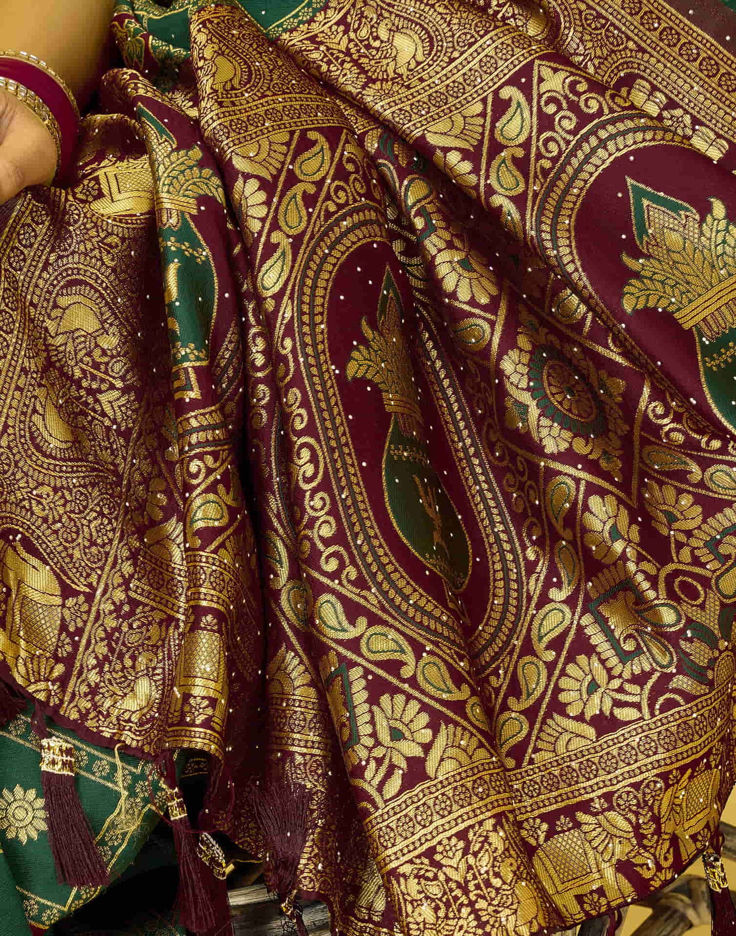 Dark Green Silk Woven Patola Saree