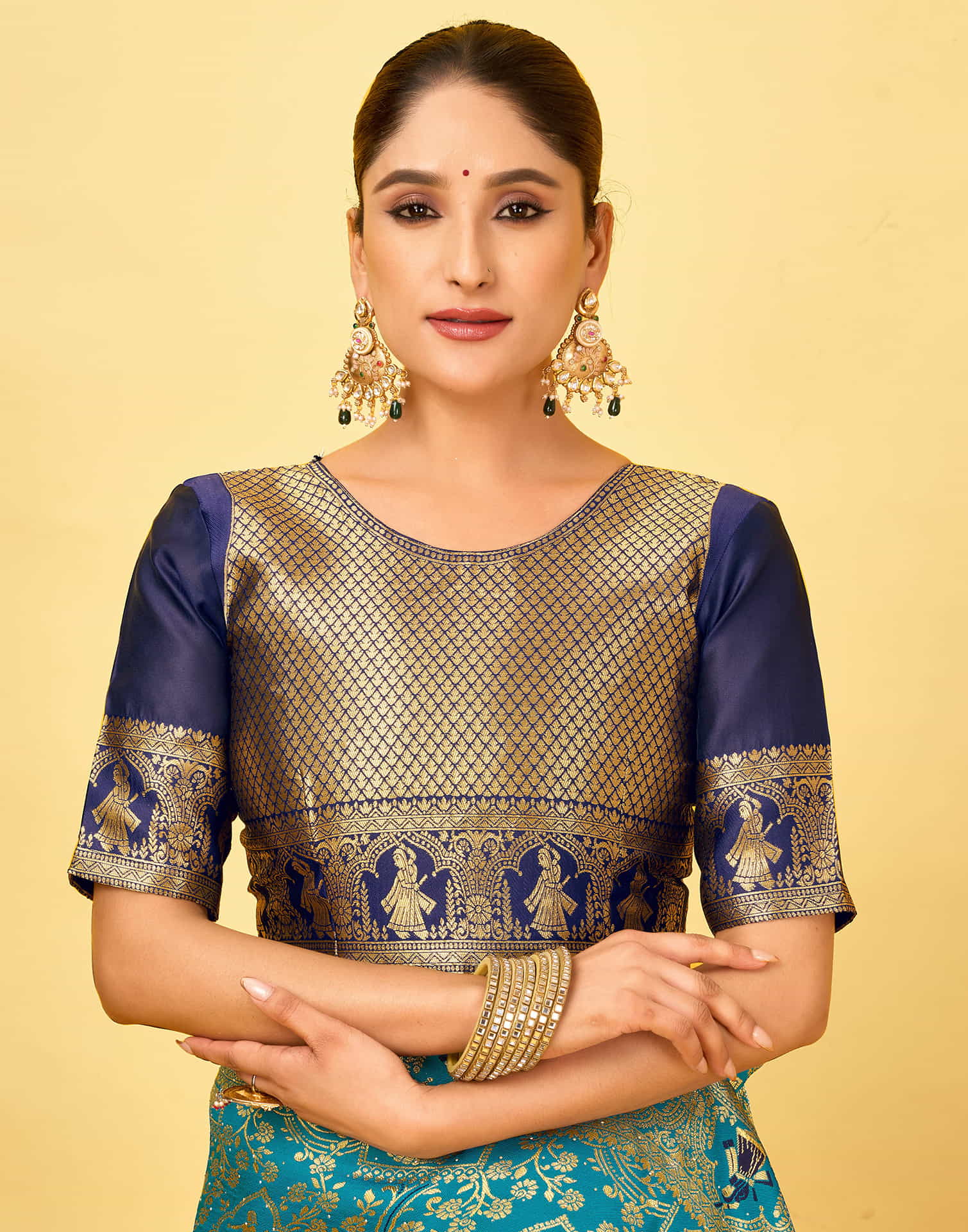 Teal Blue Silk Woven Baluchari Saree