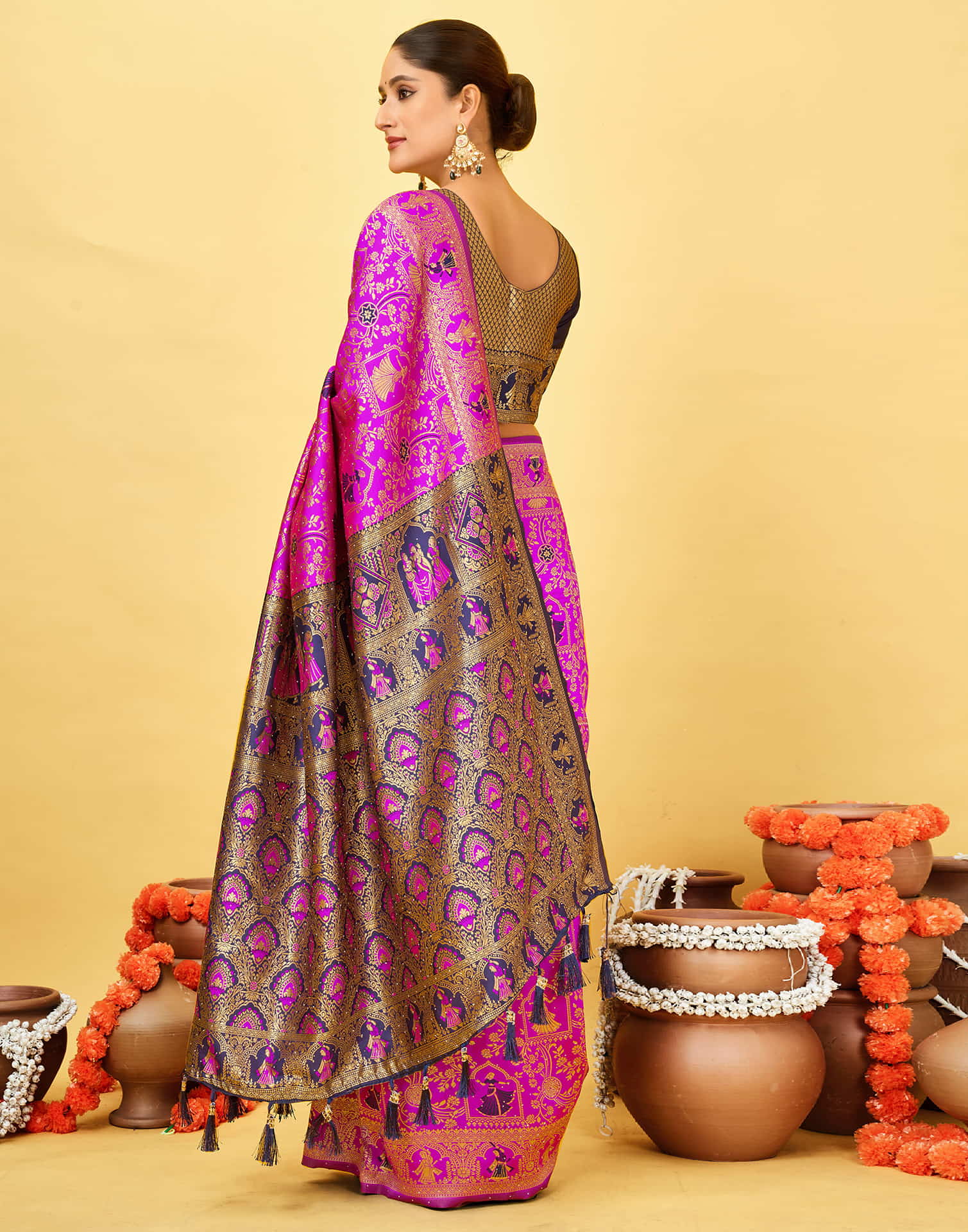 Magenta Silk Woven Baluchari Saree