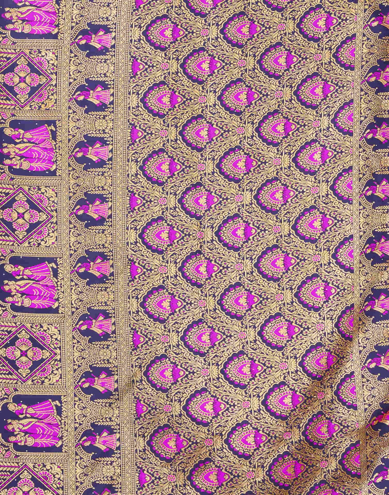 Magenta Silk Woven Baluchari Saree