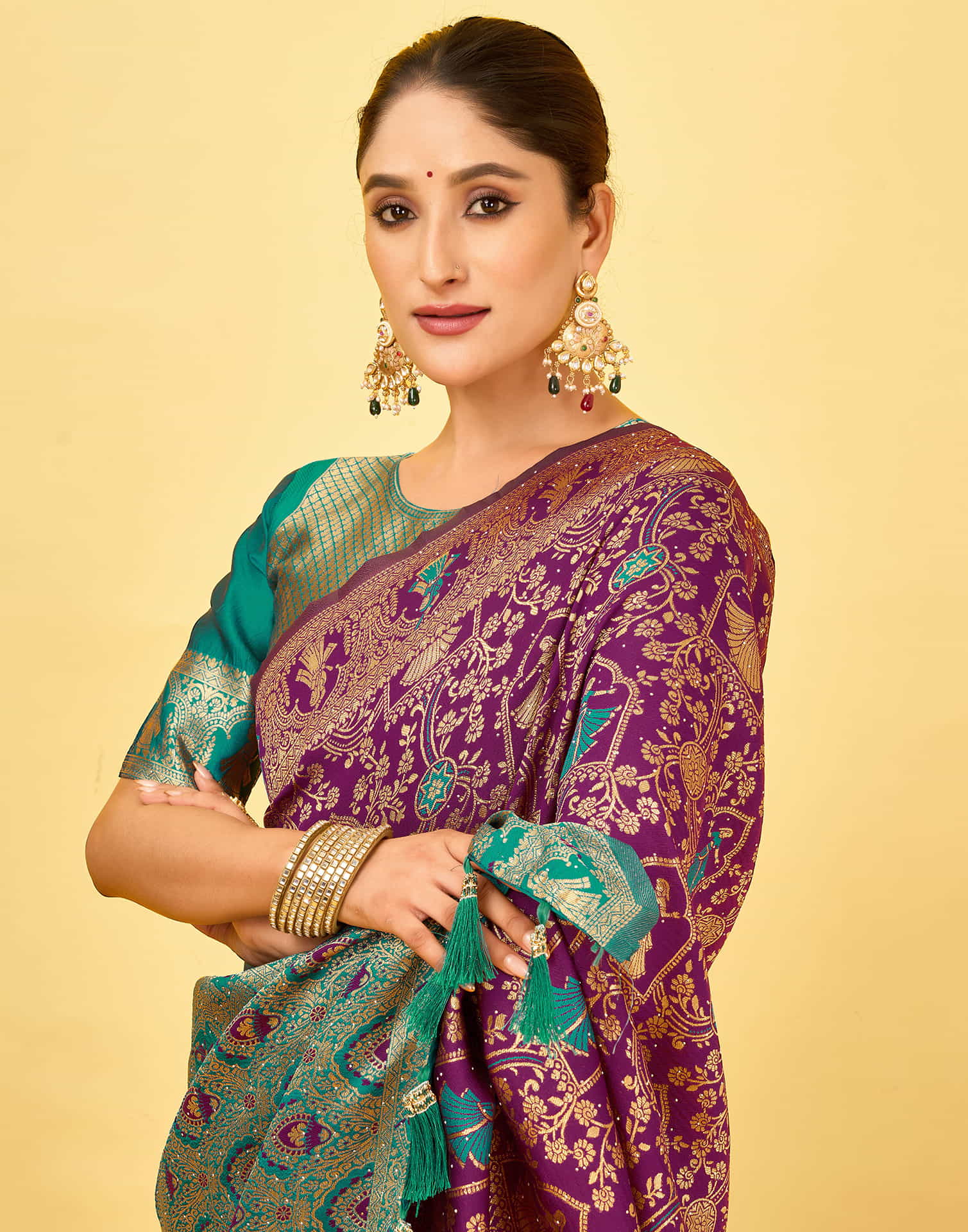 Dark Purple Silk Woven Baluchari Saree