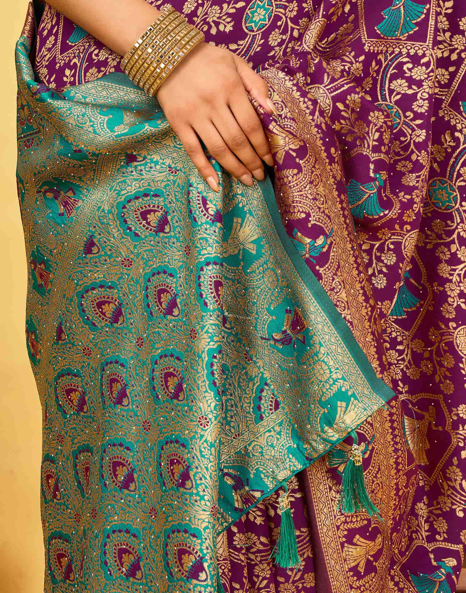 Dark Purple Silk Woven Baluchari Saree