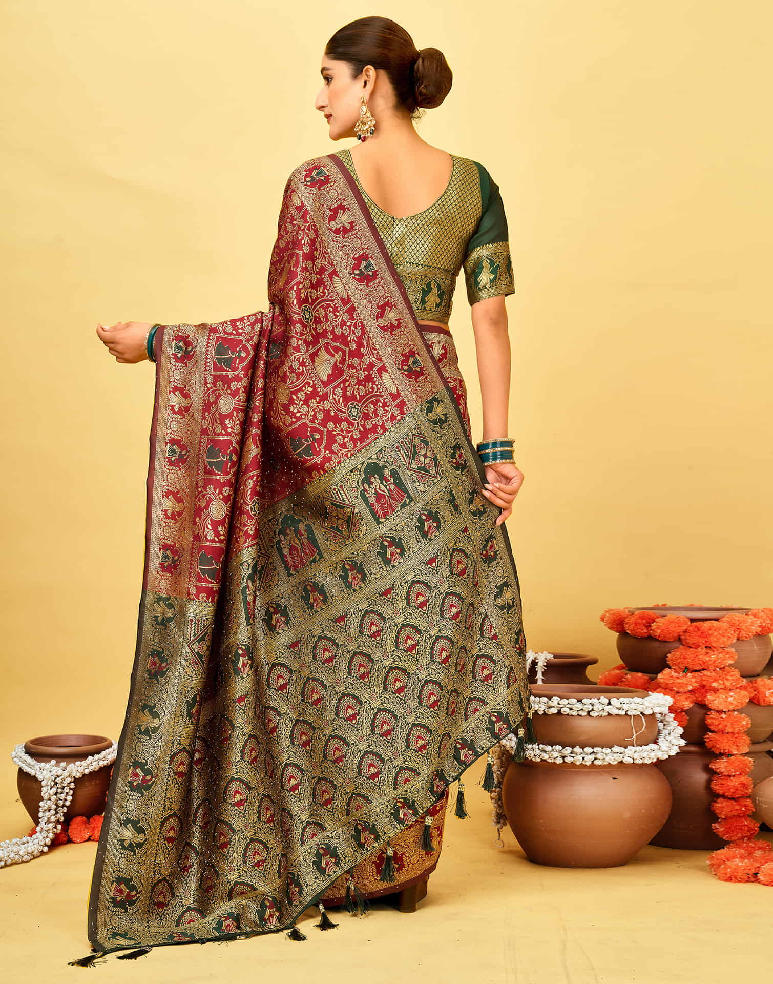 Maroon Silk Woven Baluchari Saree