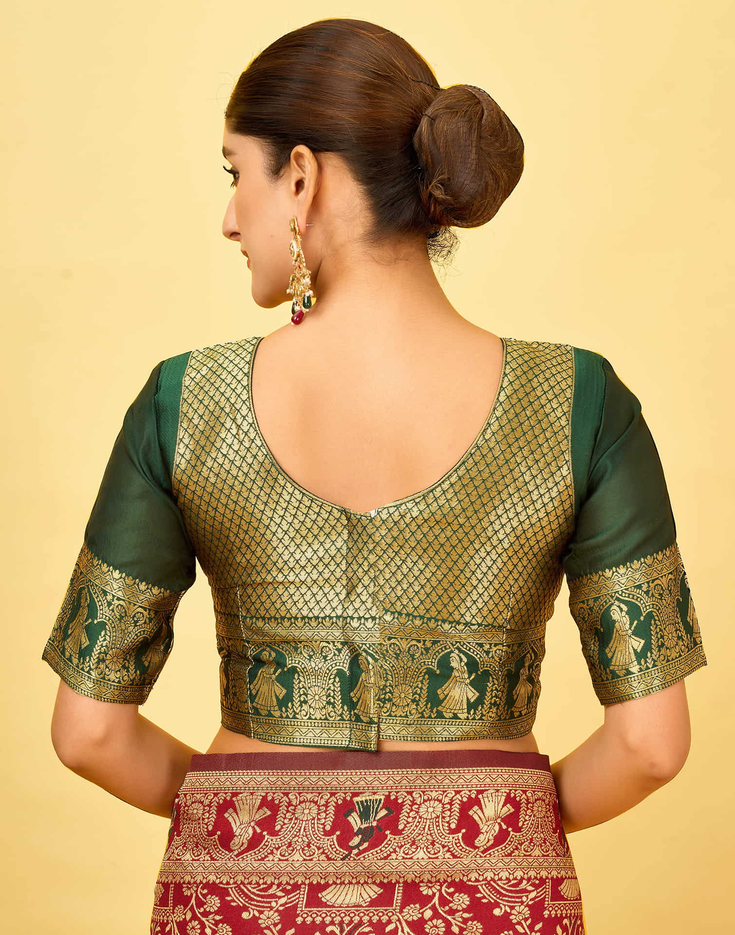 Maroon Silk Woven Baluchari Saree