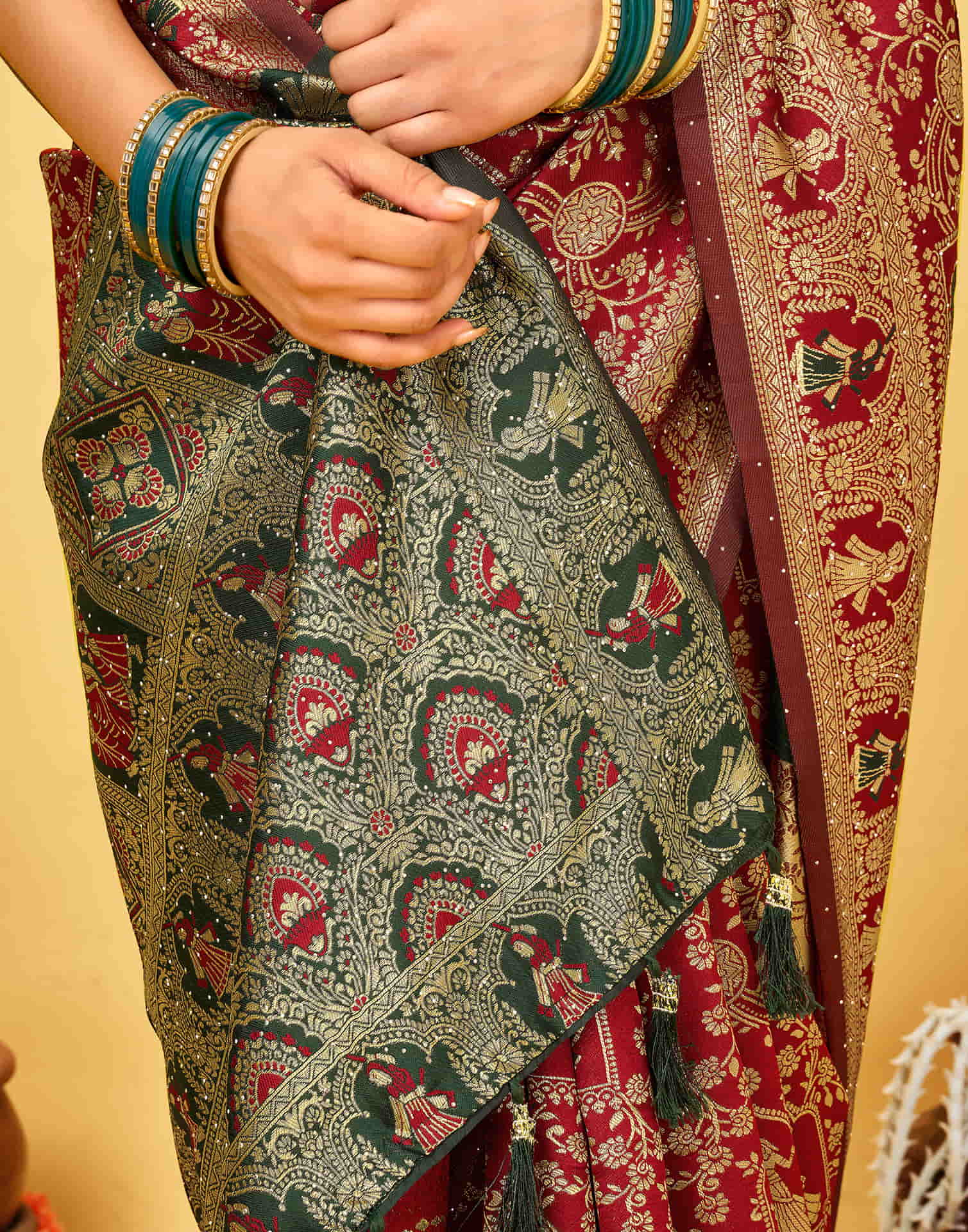 Maroon Silk Woven Baluchari Saree
