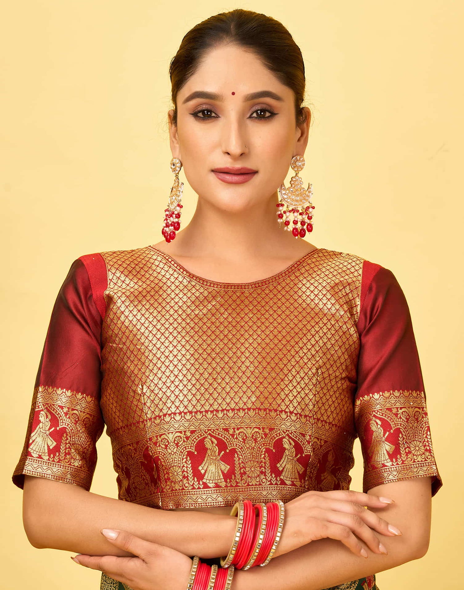 Dark Green Silk Woven Baluchari Saree
