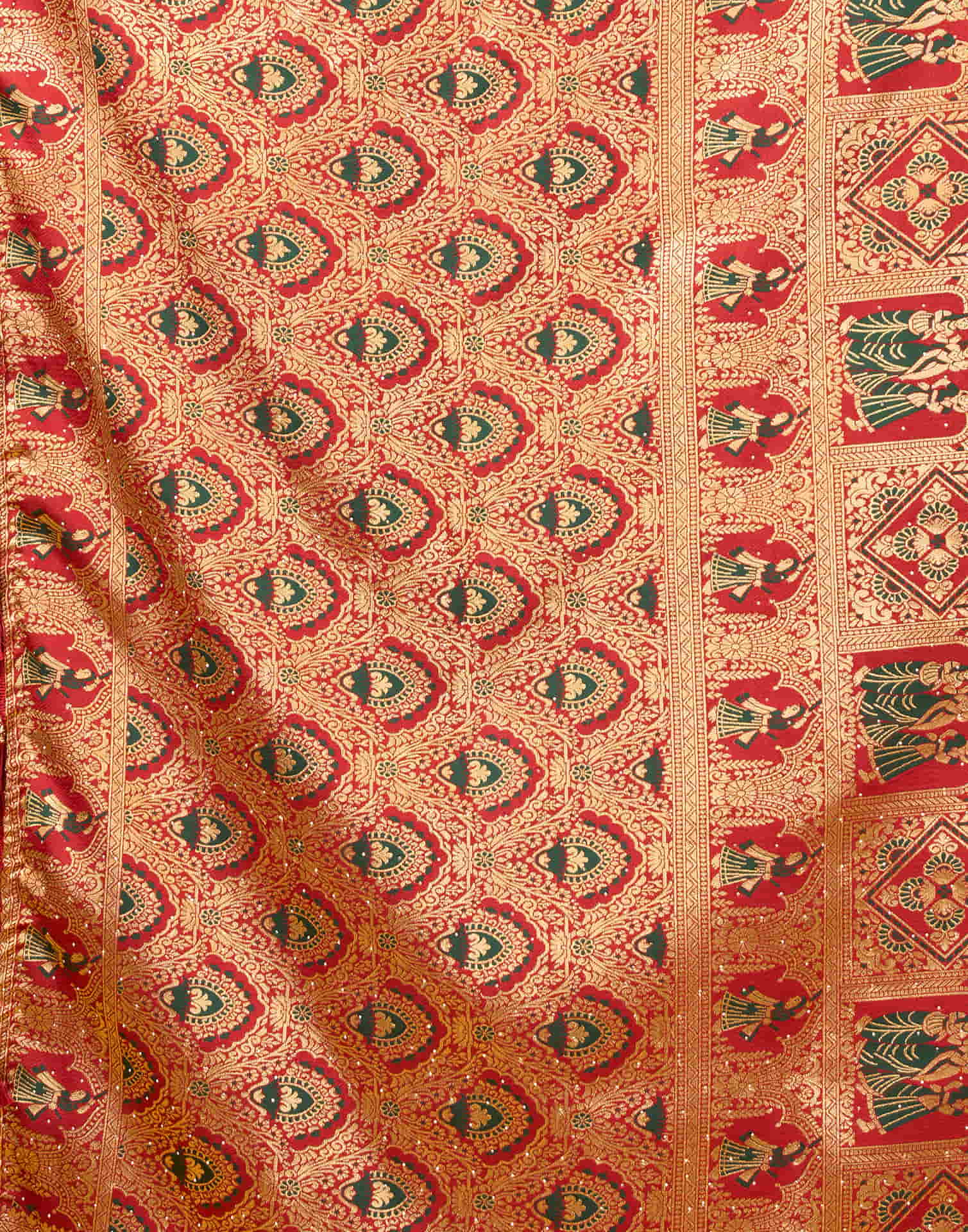 Dark Green Silk Woven Baluchari Saree