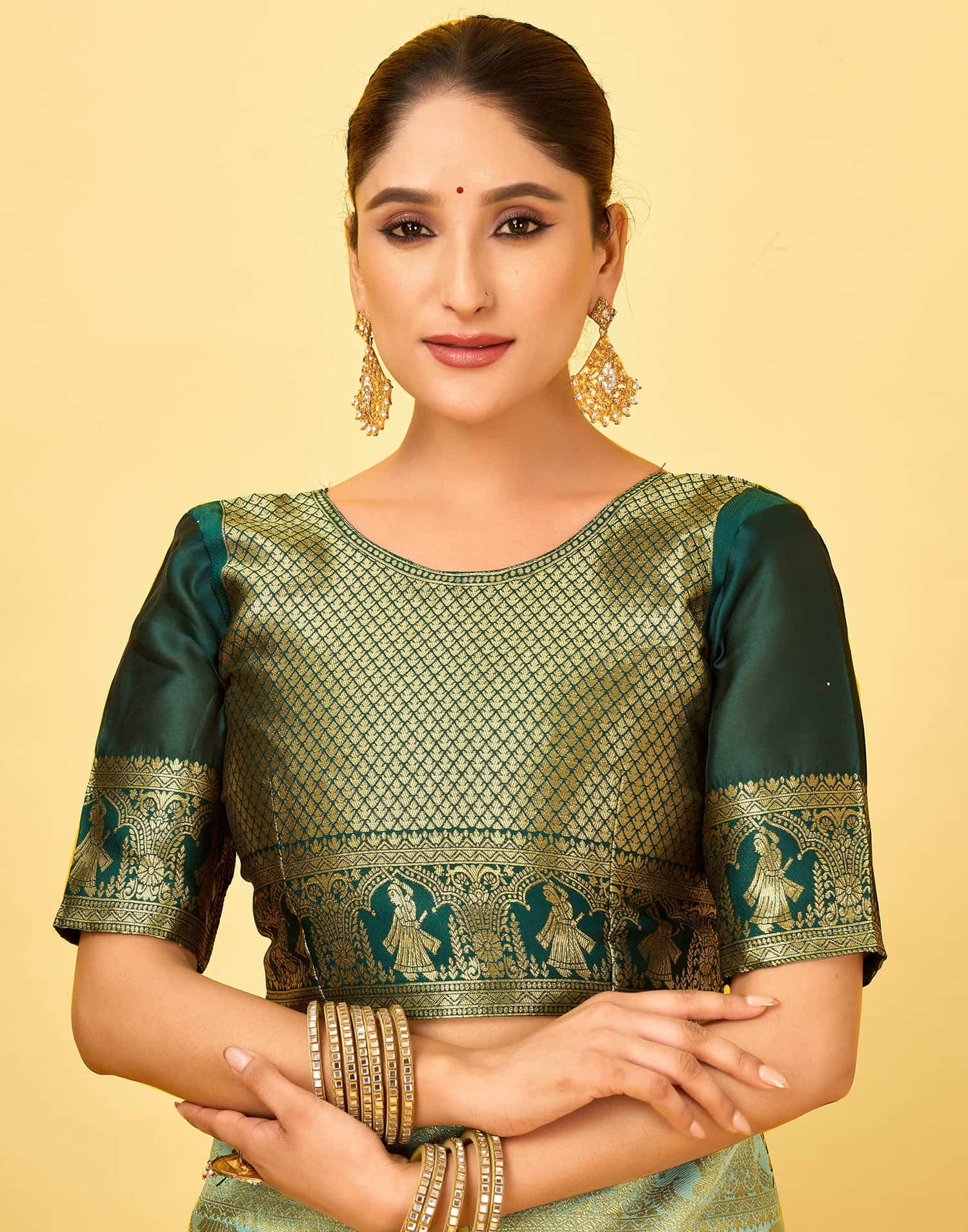 Light Mint Green Silk Woven Baluchari Saree