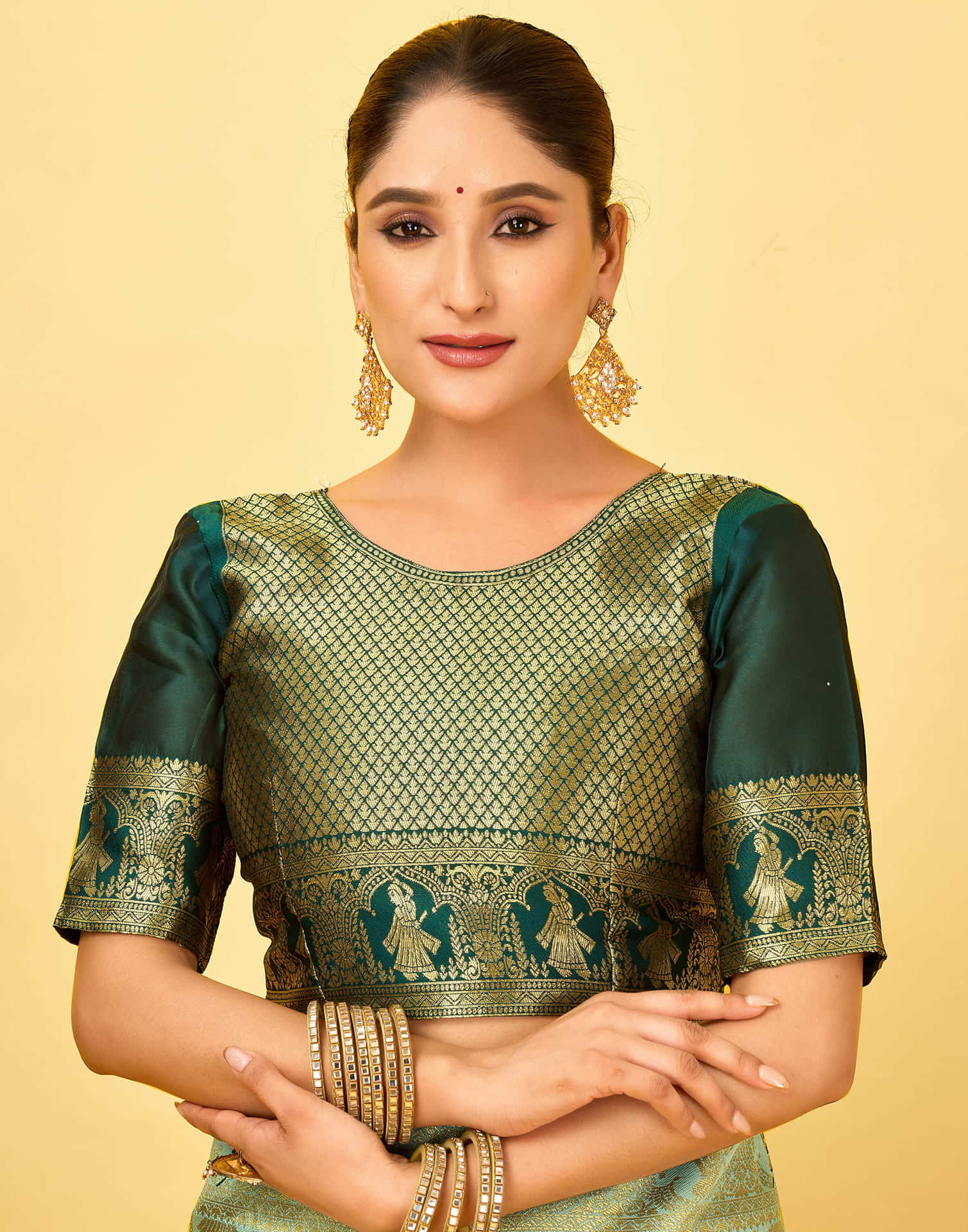 Light Mint Green Silk Woven Baluchari Saree