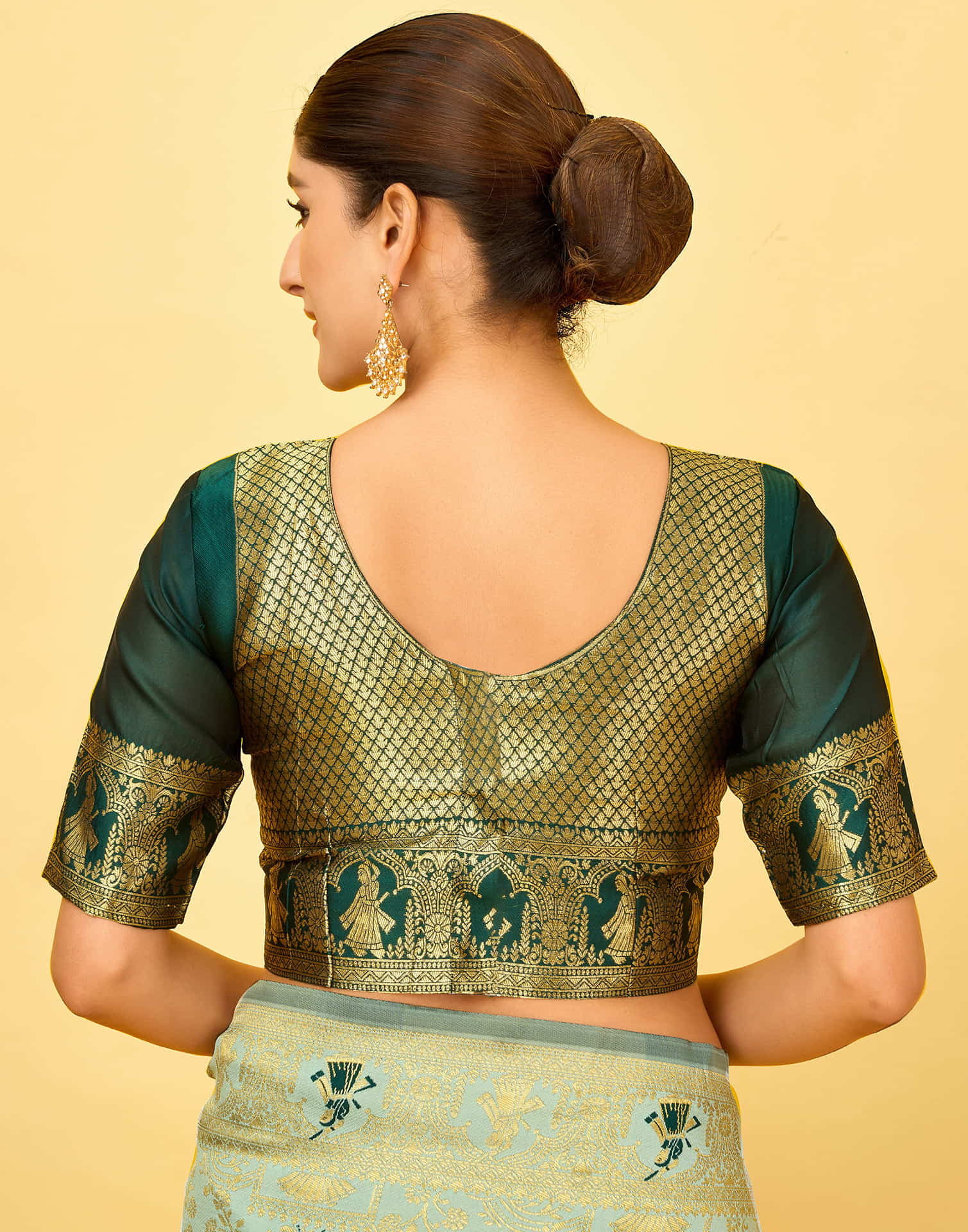 Light Mint Green Silk Woven Baluchari Saree