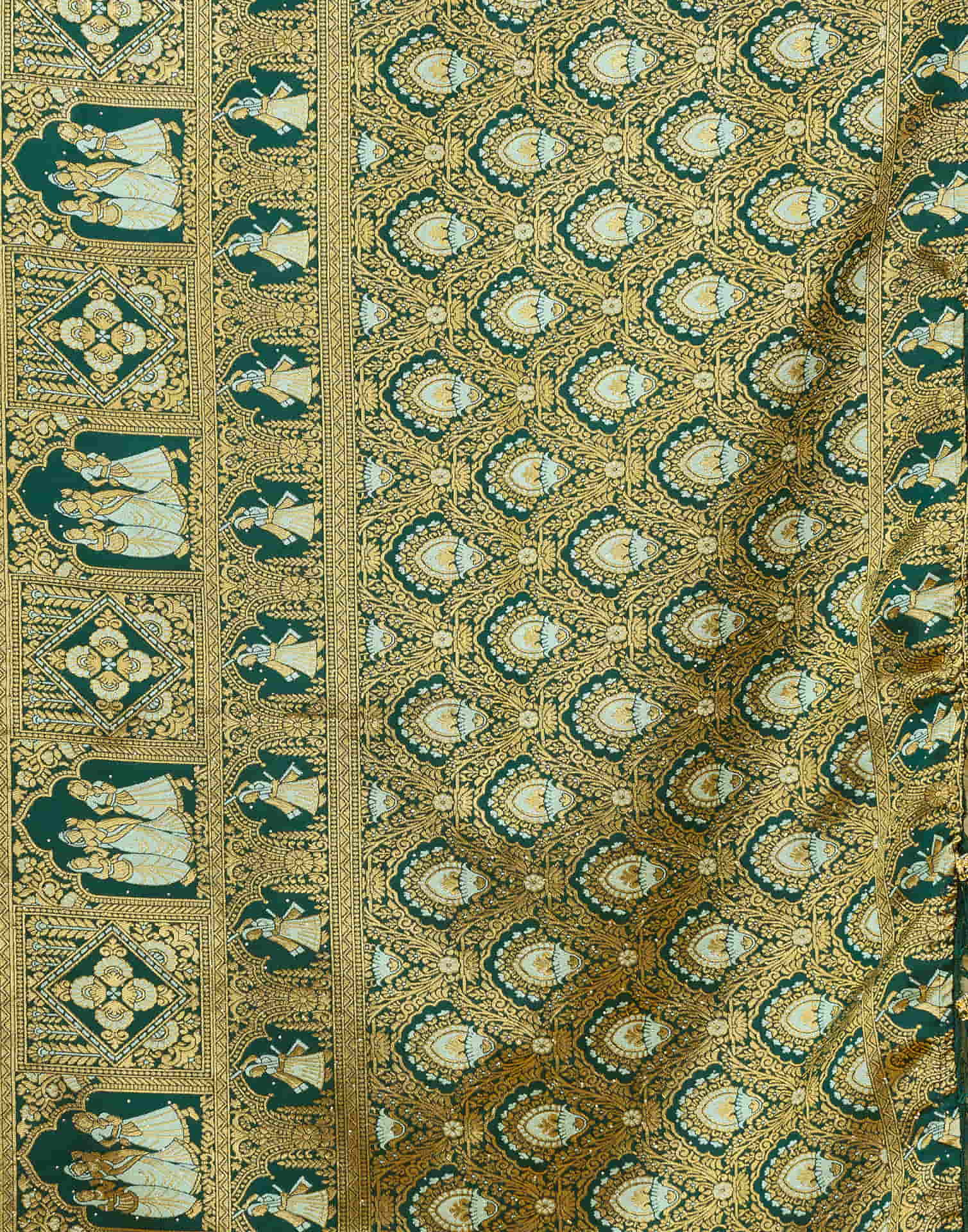Light Mint Green Silk Woven Baluchari Saree