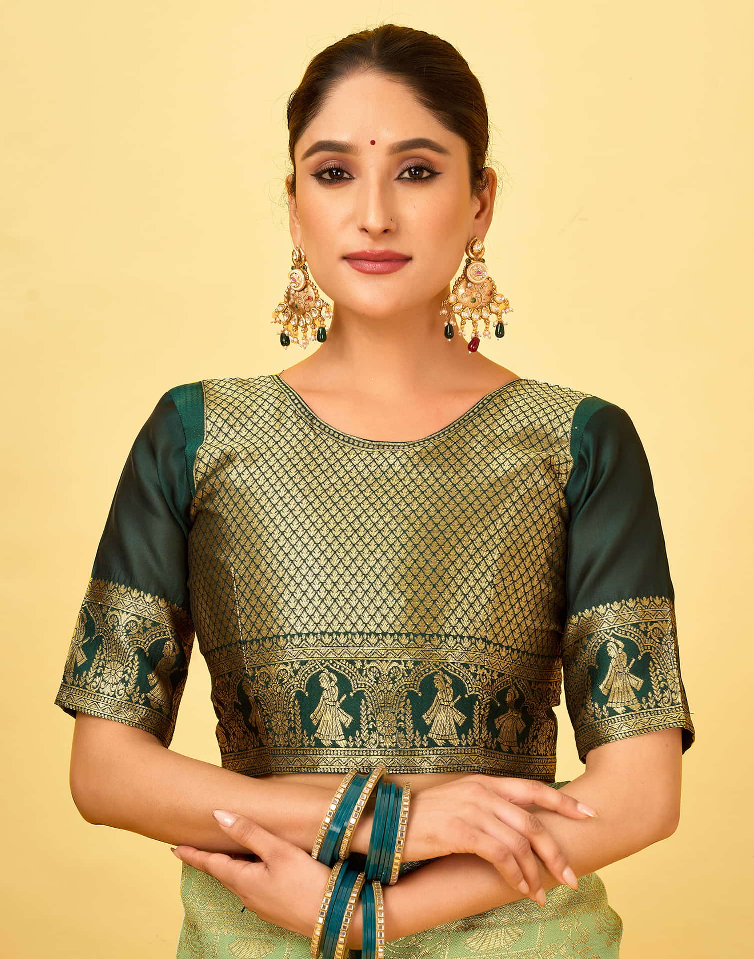Pista Green Silk Woven Baluchari Saree
