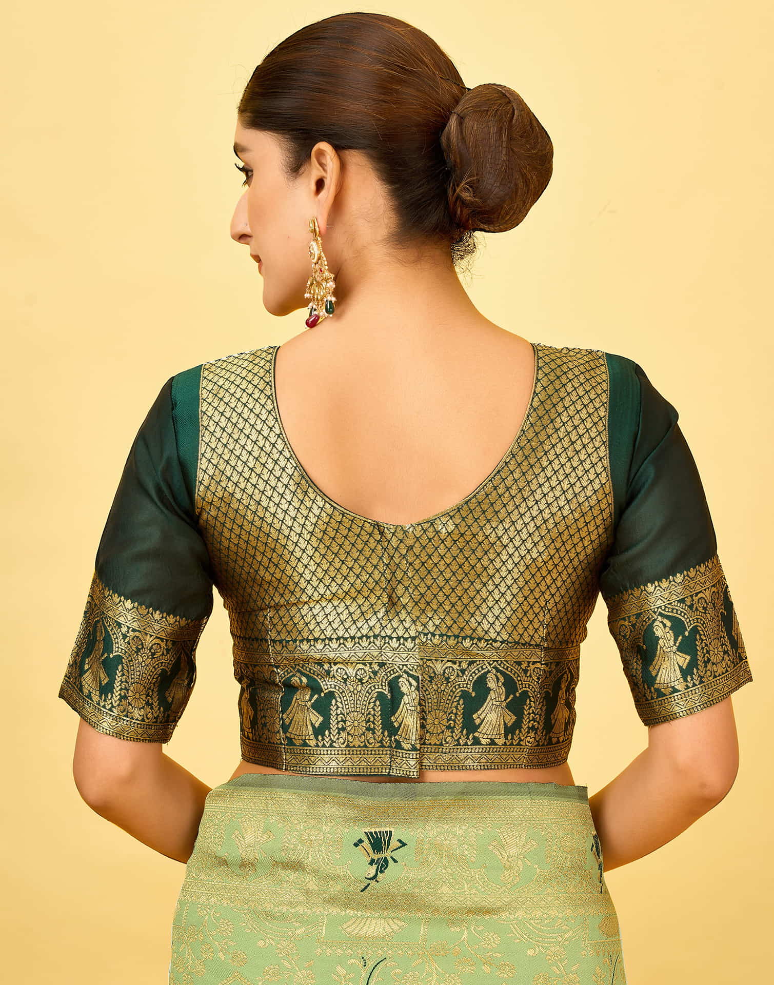Pista Green Silk Woven Baluchari Saree