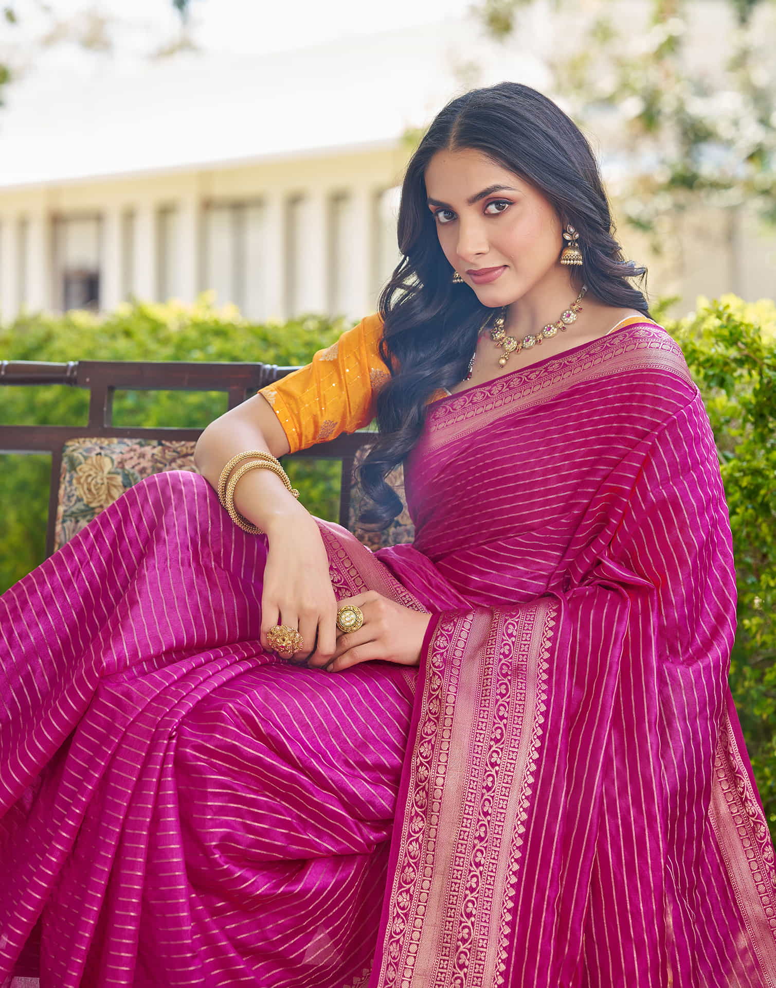 Rani Pink Silk Woven Saree