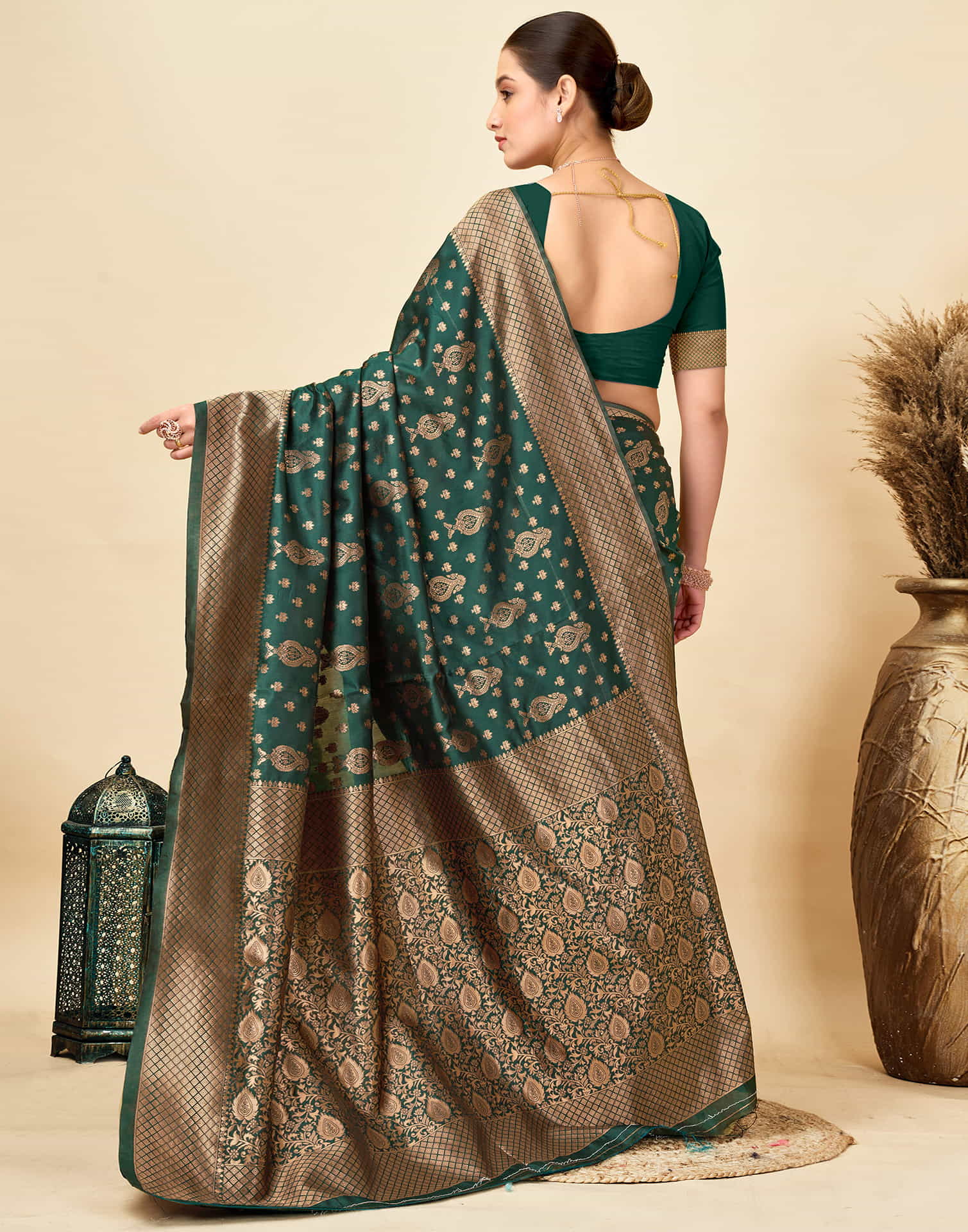 Dark Green Silk Woven Banarasi Saree
