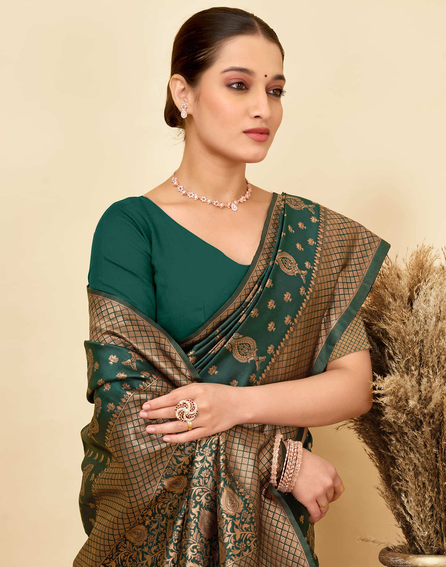 Dark Green Silk Woven Banarasi Saree
