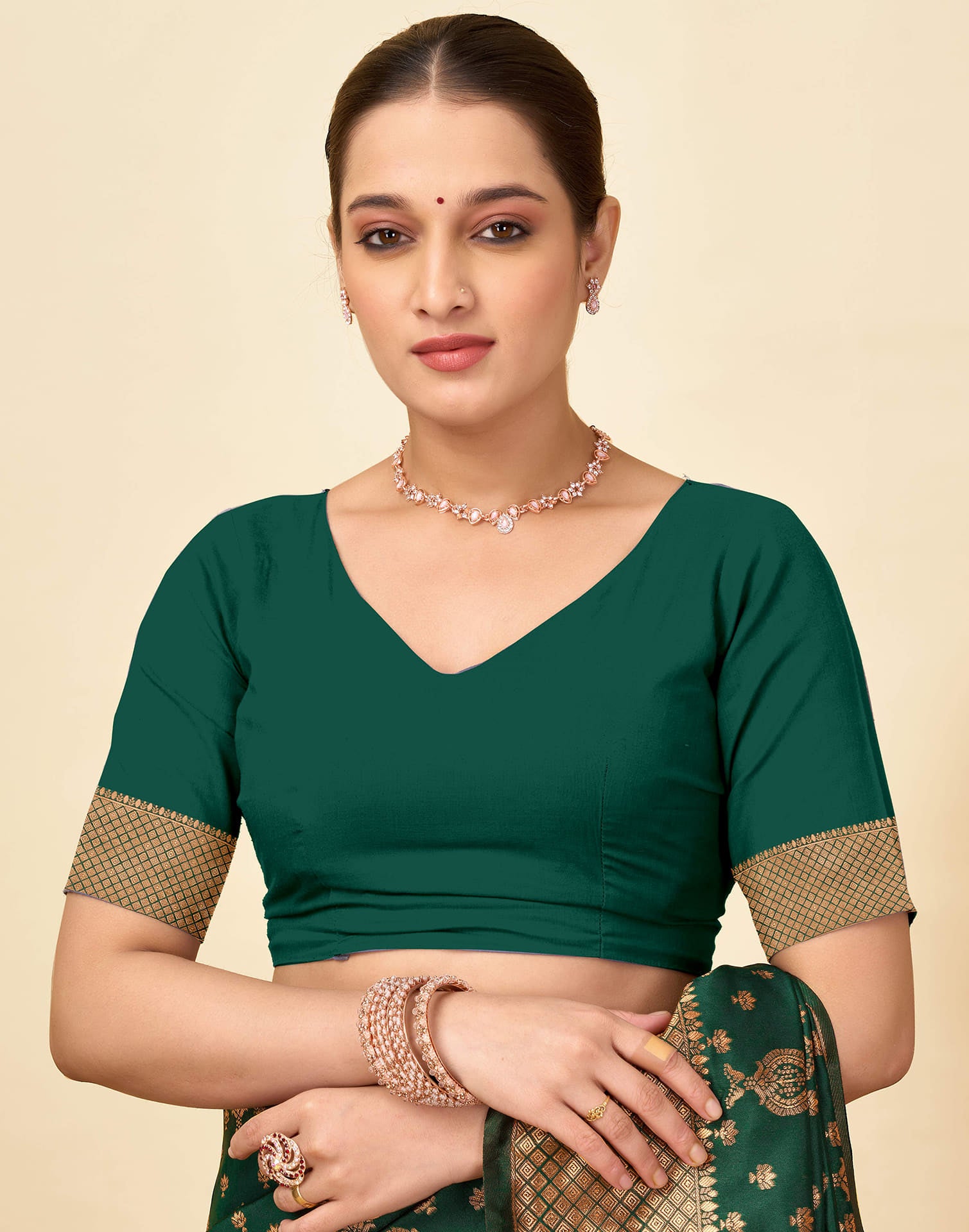 Dark Green Silk Woven Banarasi Saree