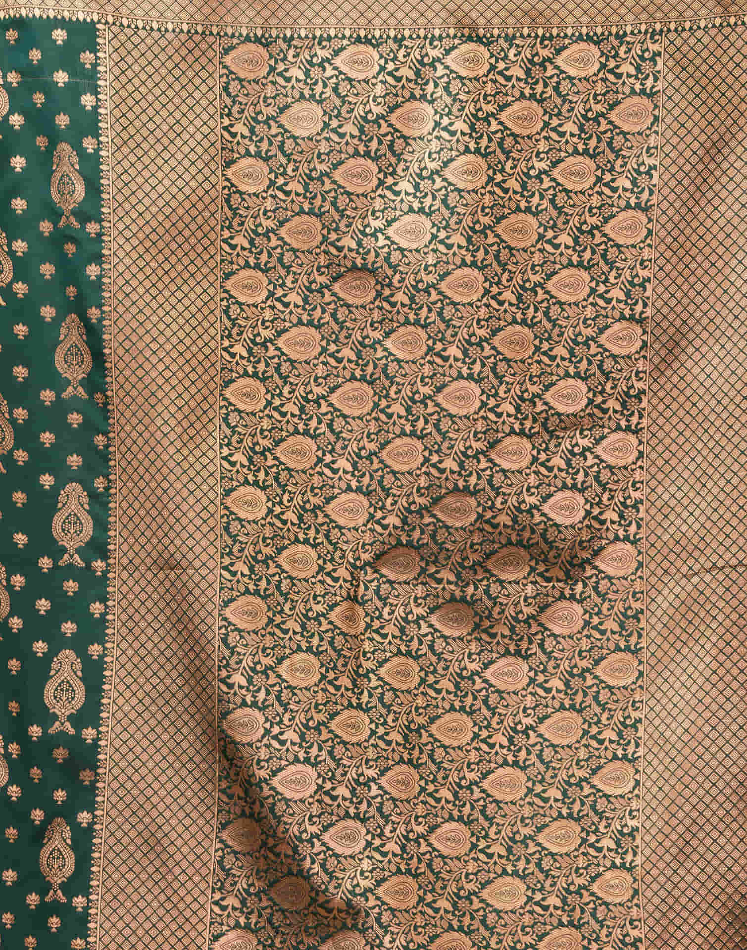 Dark Green Silk Woven Banarasi Saree