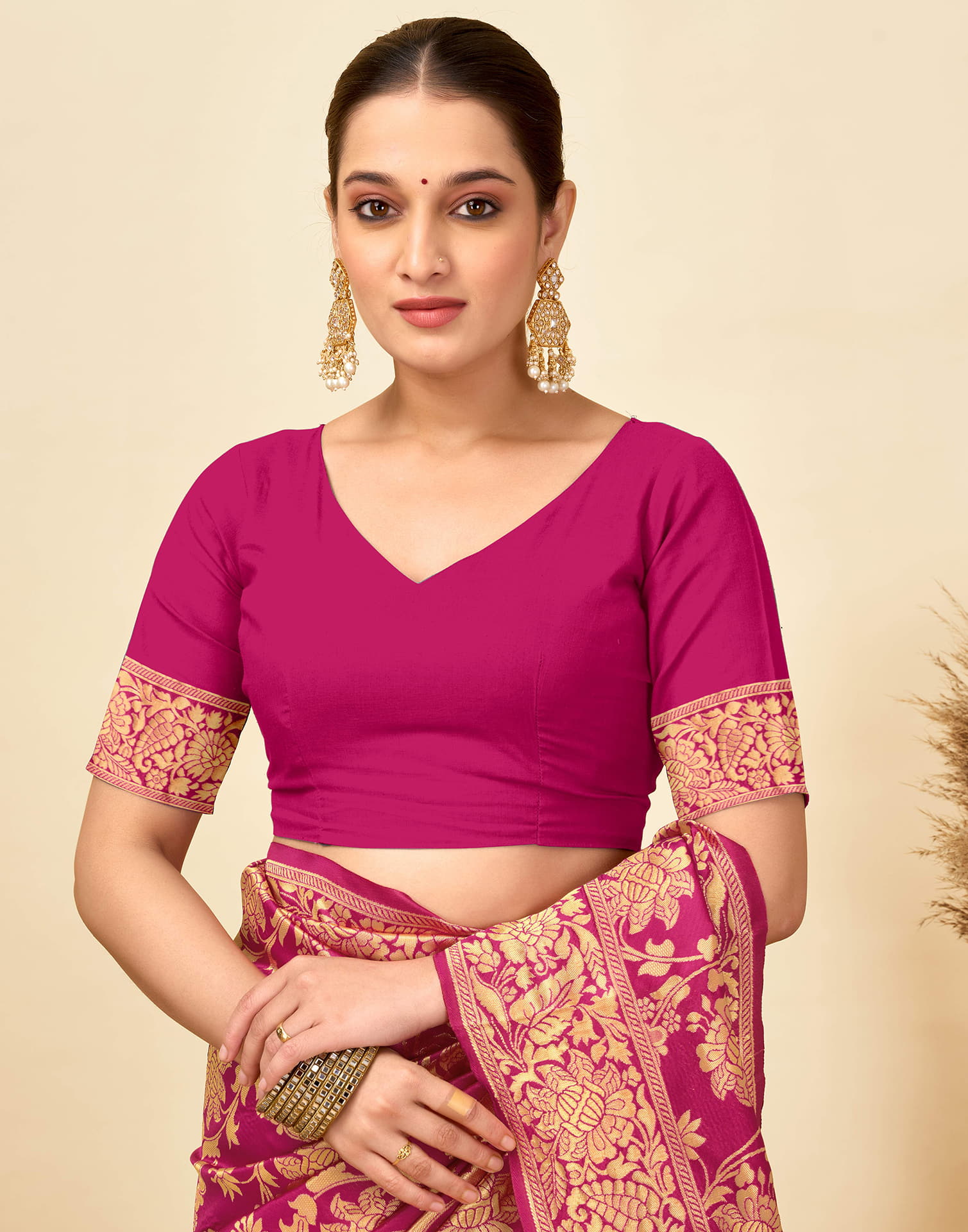 Rani Pink Silk Woven Banarasi Saree