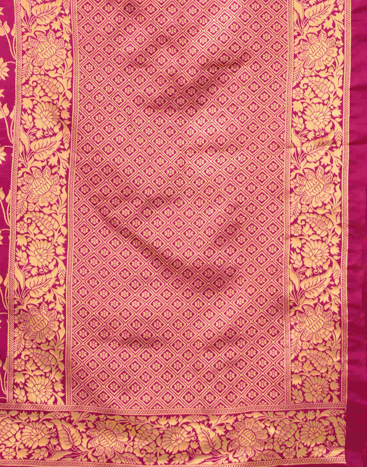 Rani Pink Silk Woven Banarasi Saree