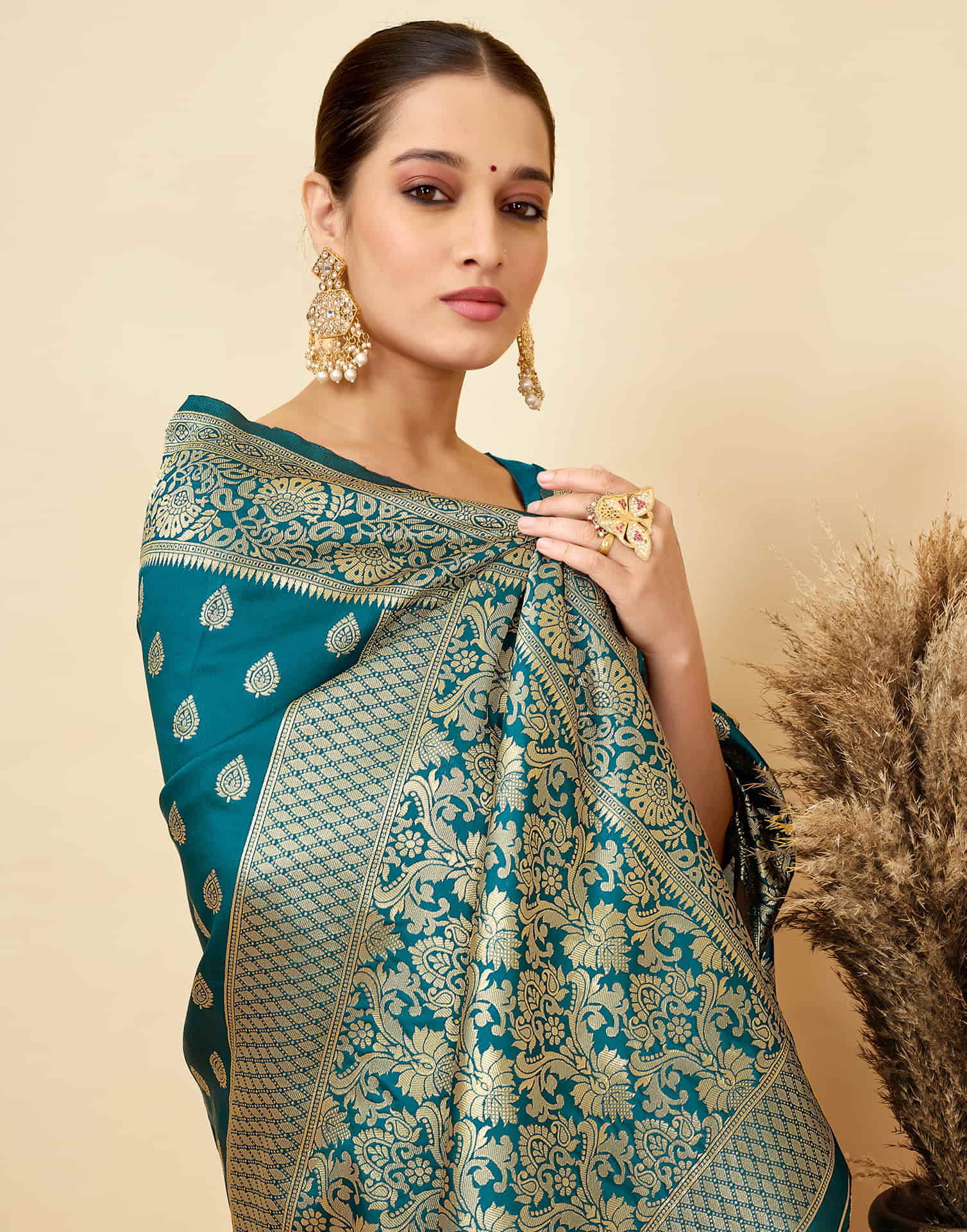 Rama Blue Silk Woven Banarasi Saree