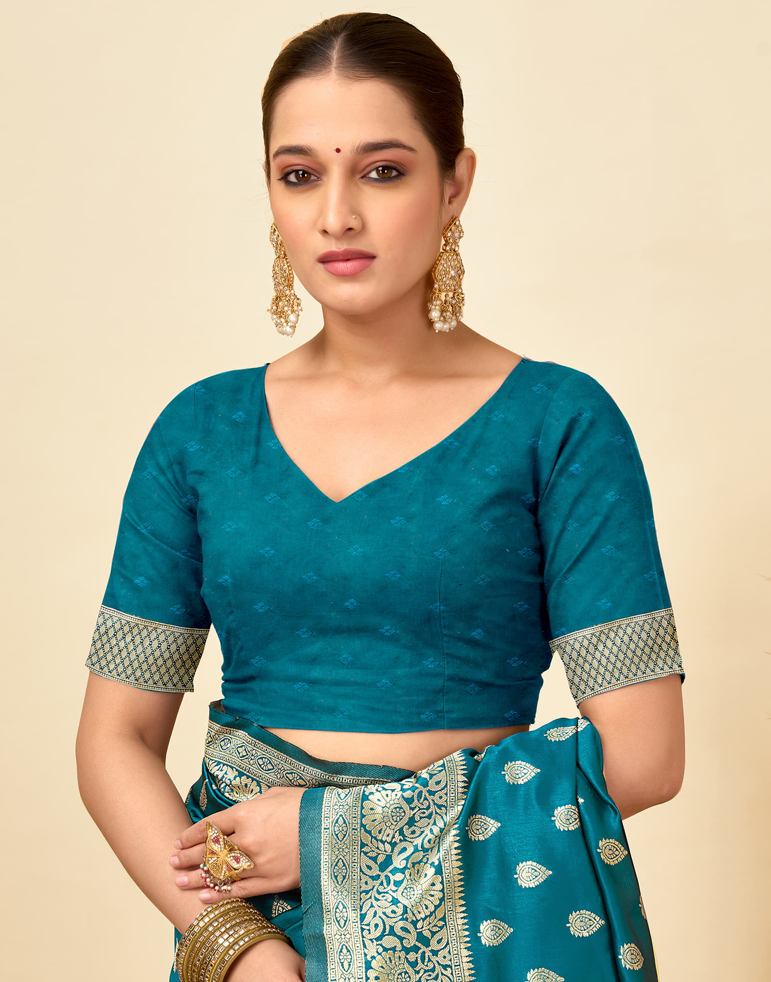Rama Blue Silk Woven Banarasi Saree