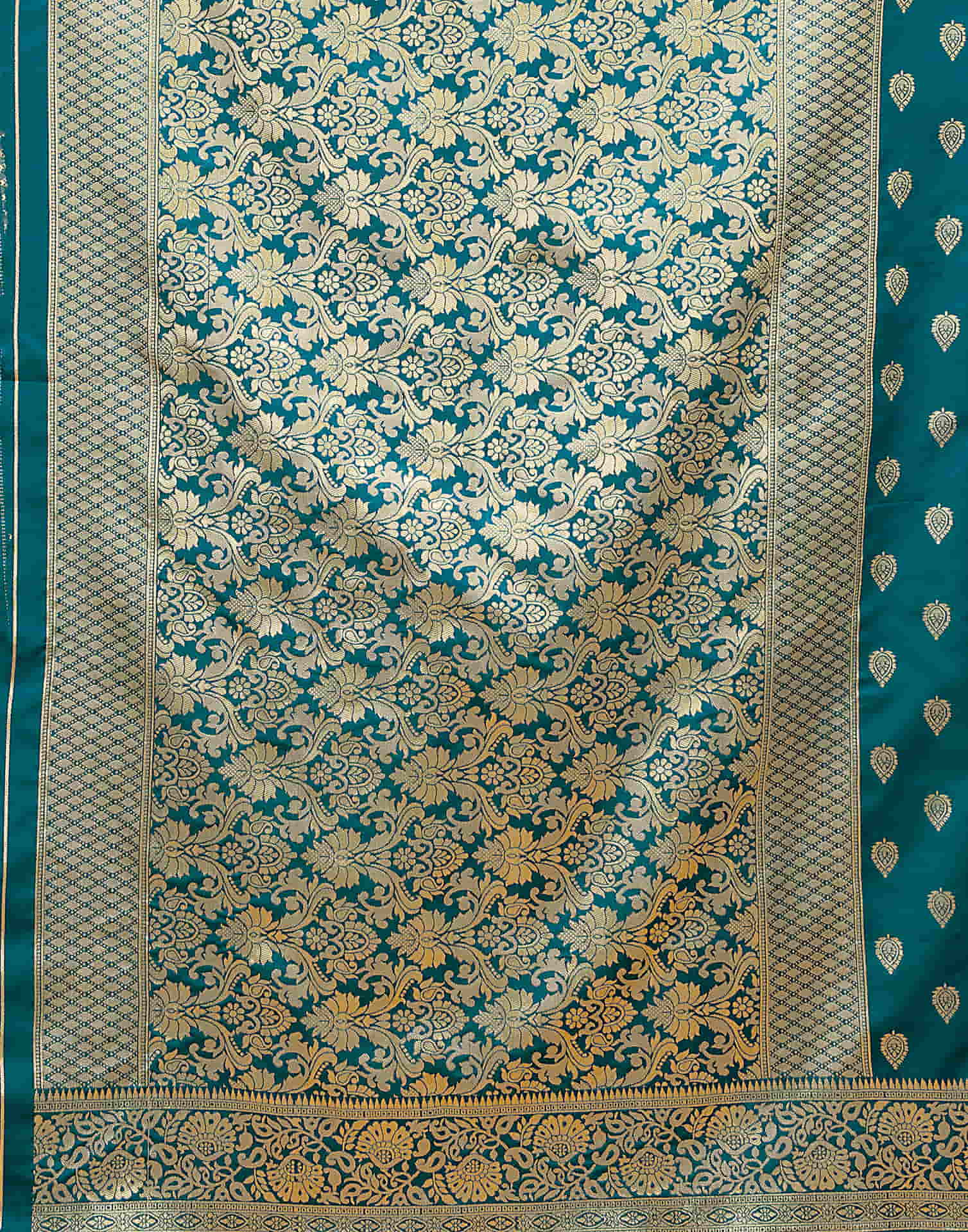 Rama Blue Silk Woven Banarasi Saree