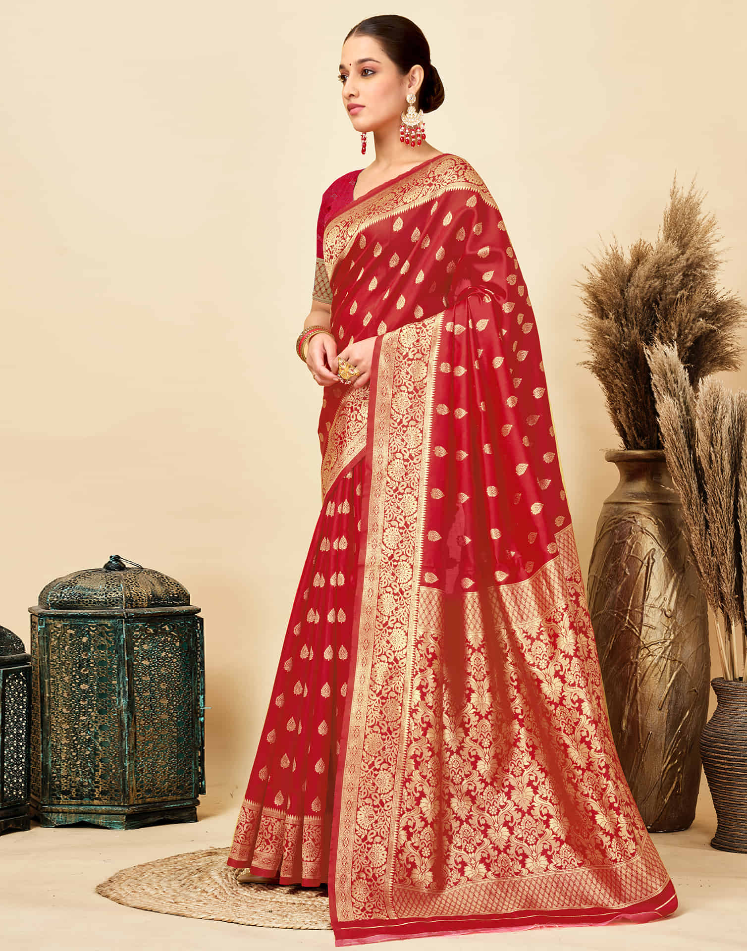 Red Silk Woven Banarasi Saree