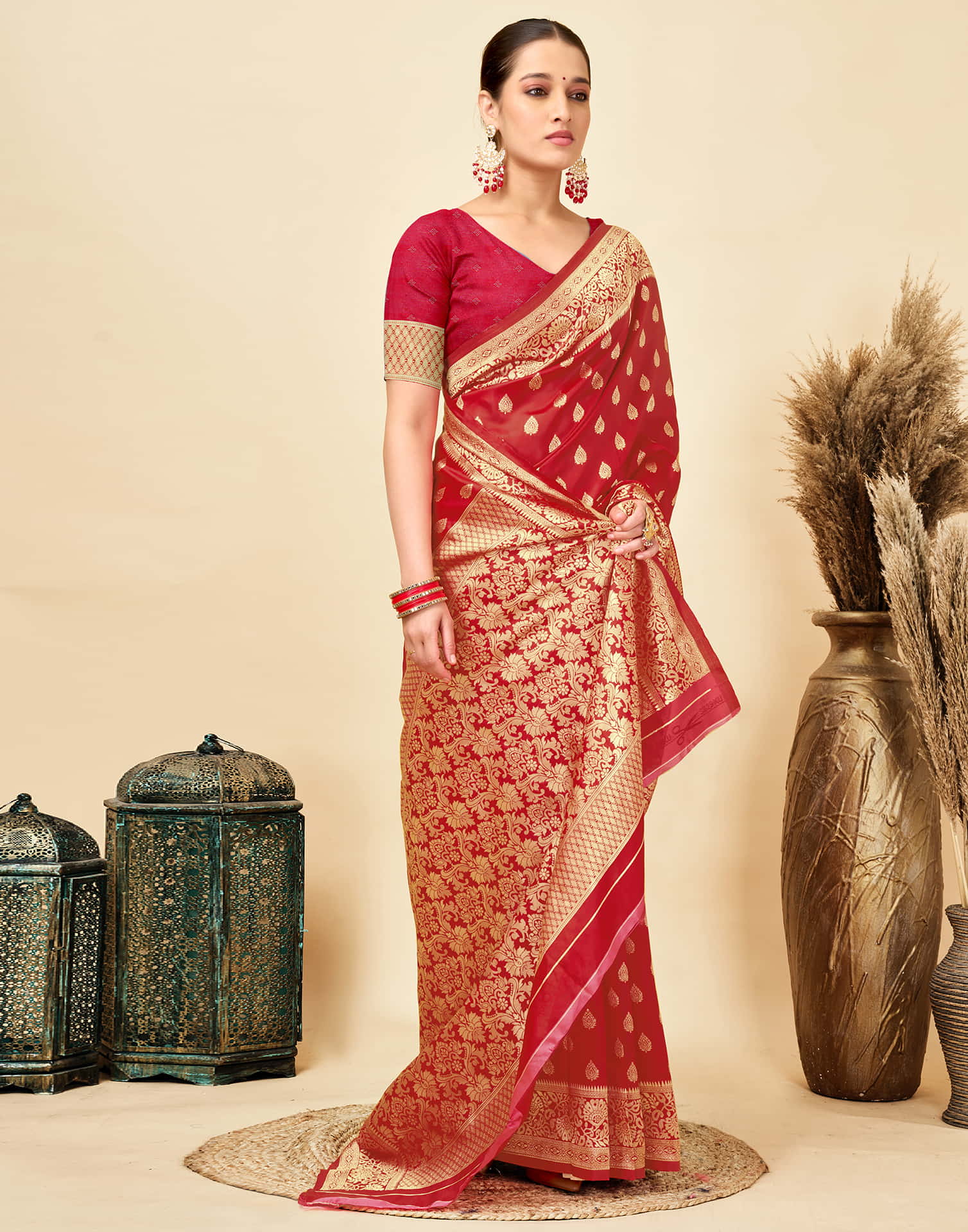 Red Silk Woven Banarasi Saree