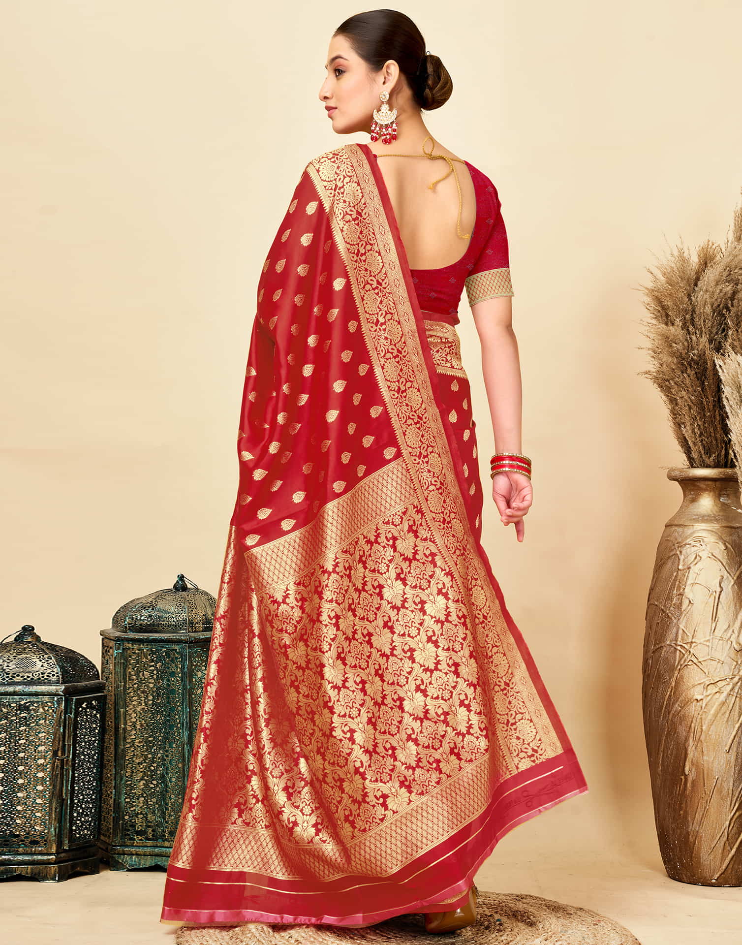 Red Silk Woven Banarasi Saree