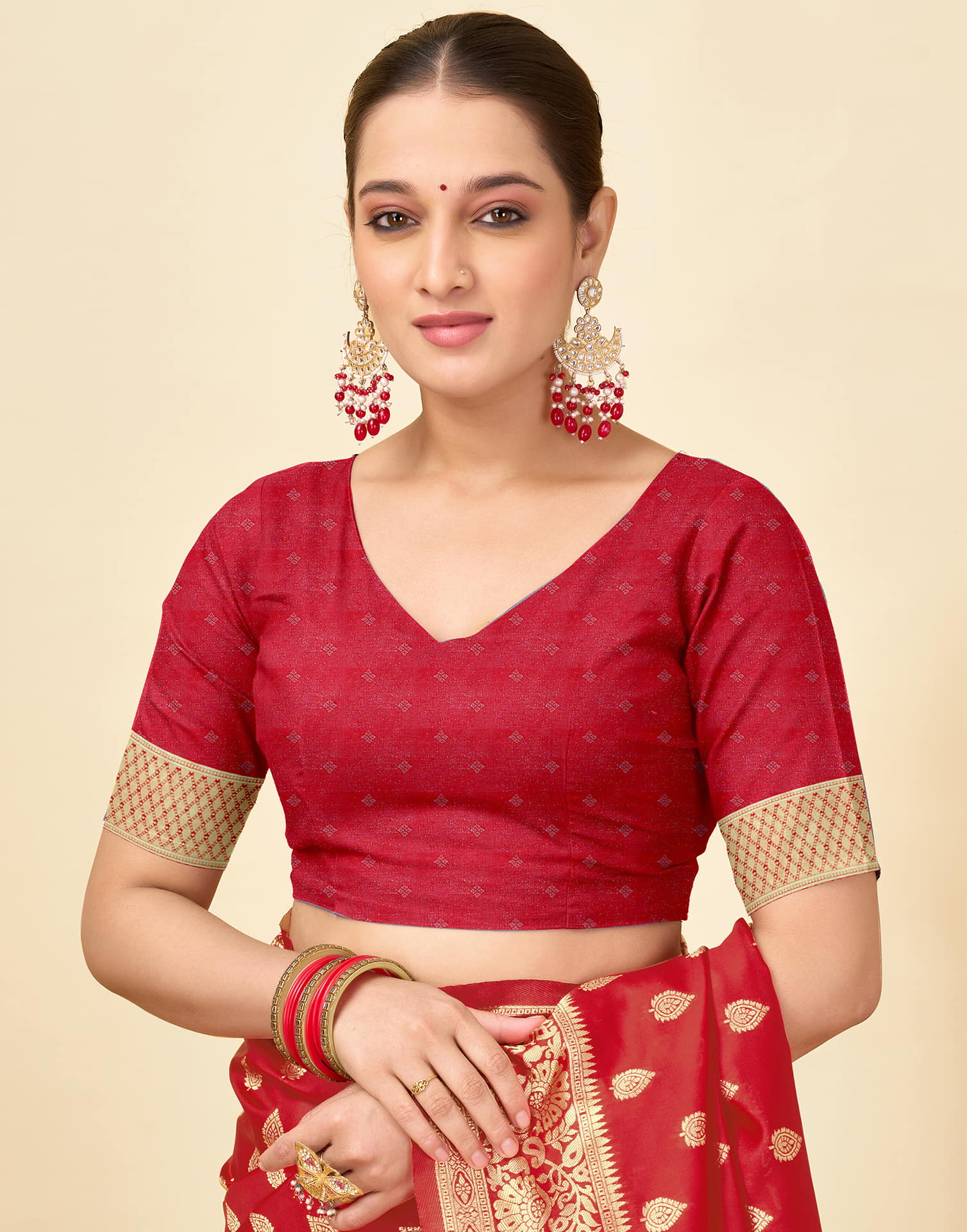 Red Silk Woven Banarasi Saree