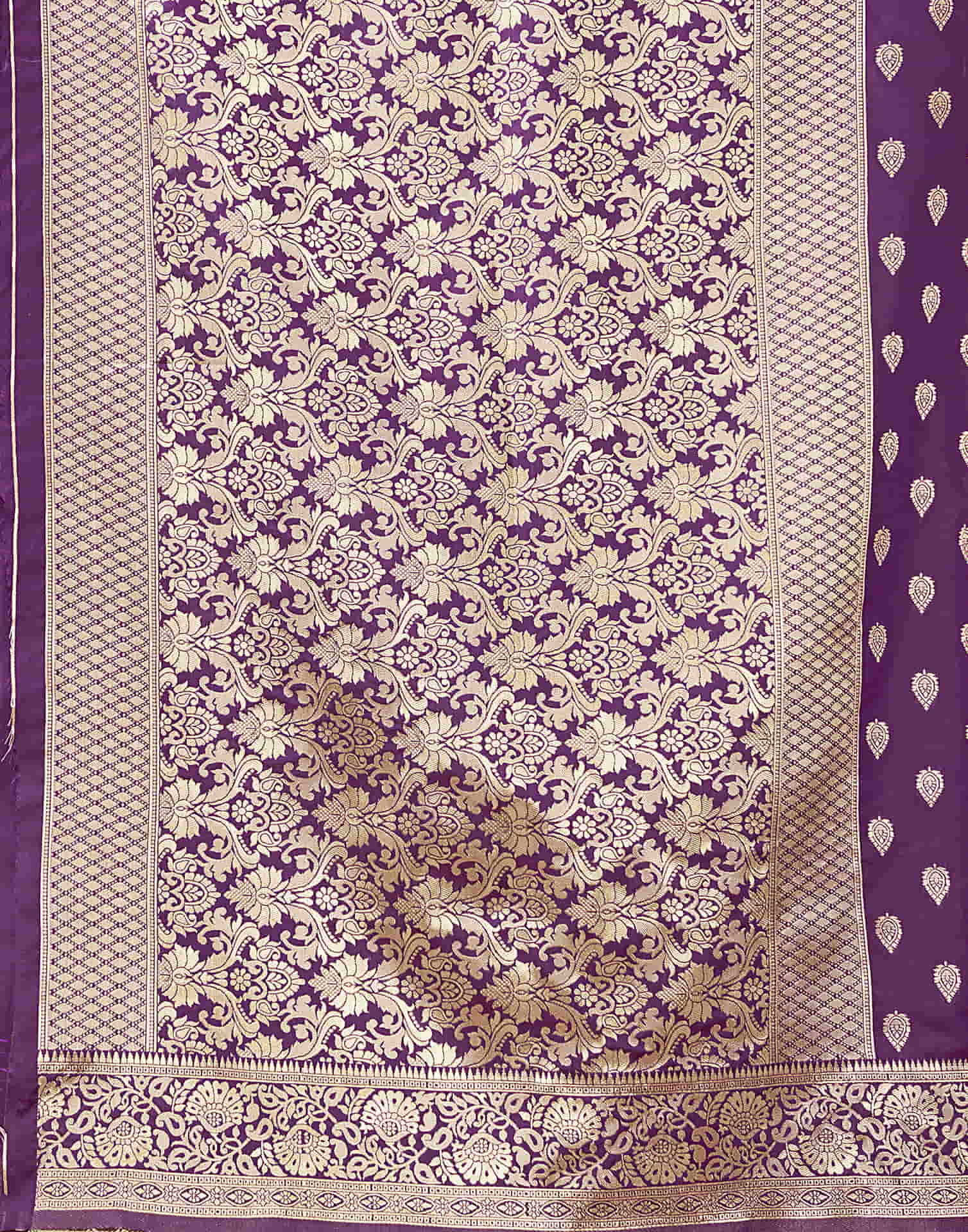 Dark Purple Silk Woven Banarasi Saree