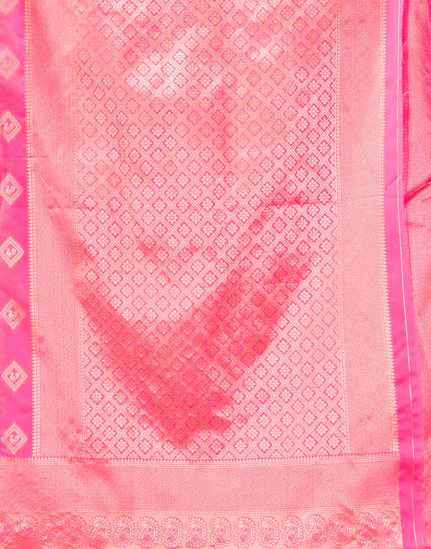 Pink Silk Woven Banarasi Saree