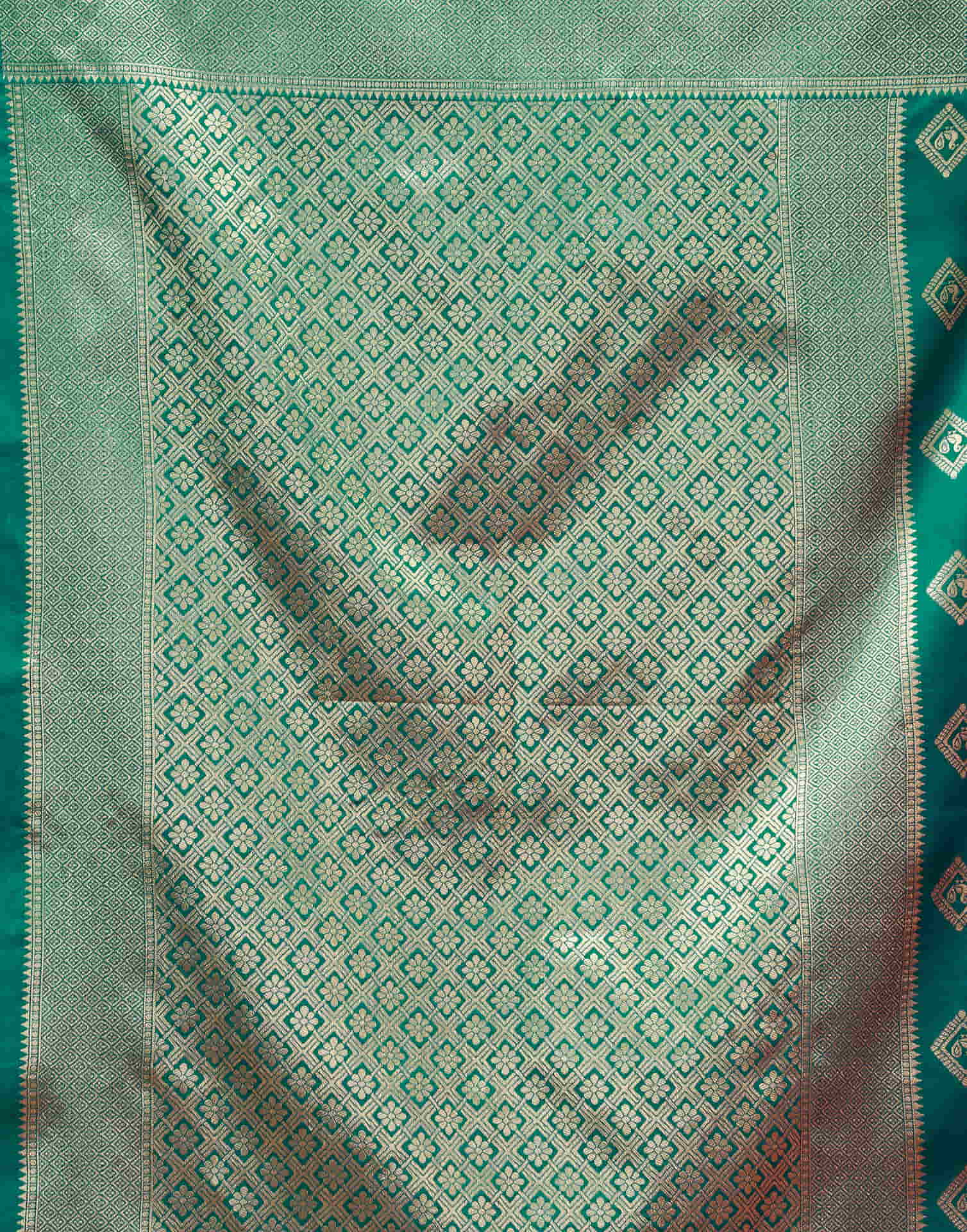 Teal Green Silk Woven Banarasi Saree