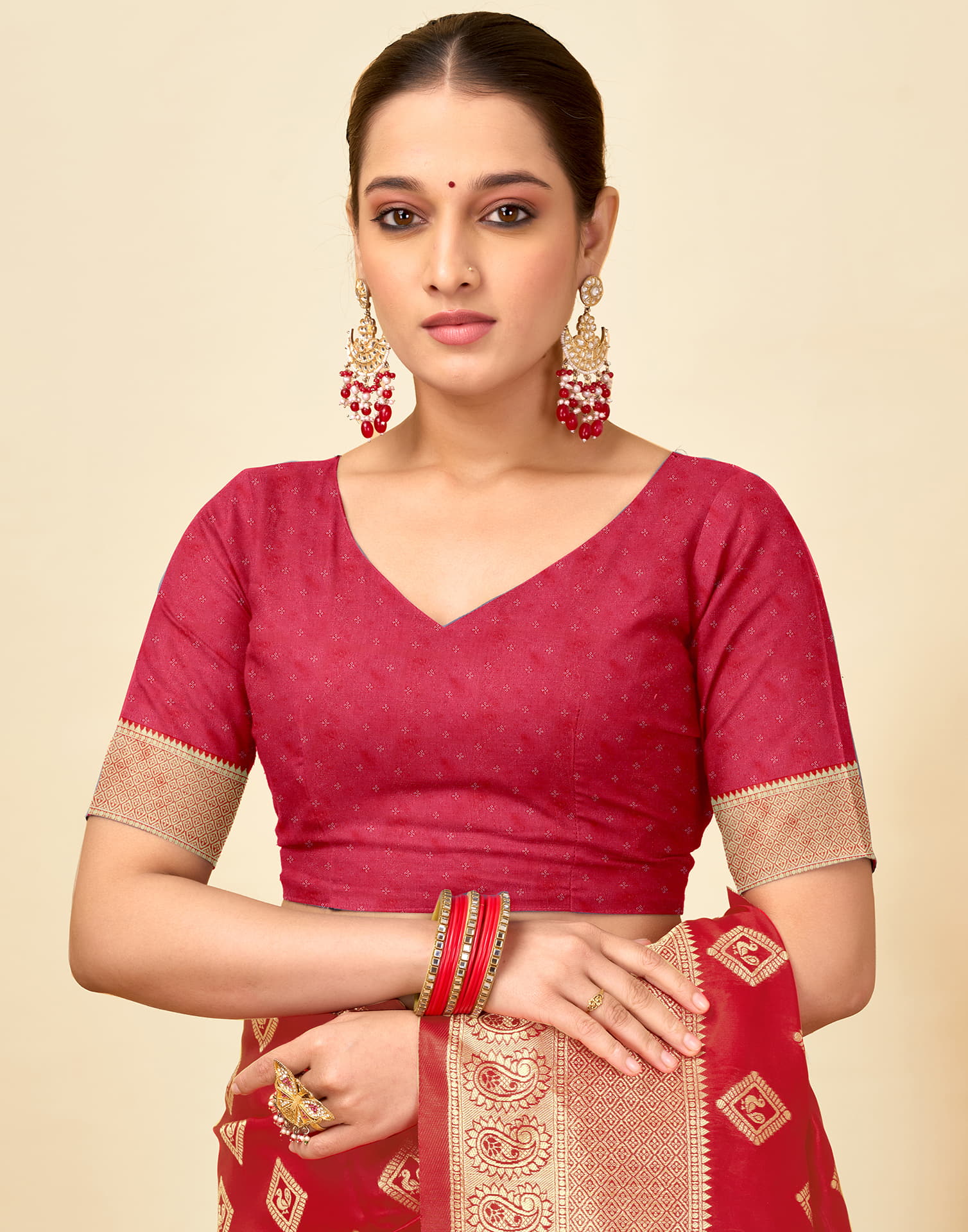 Red Silk Woven Banarasi Saree