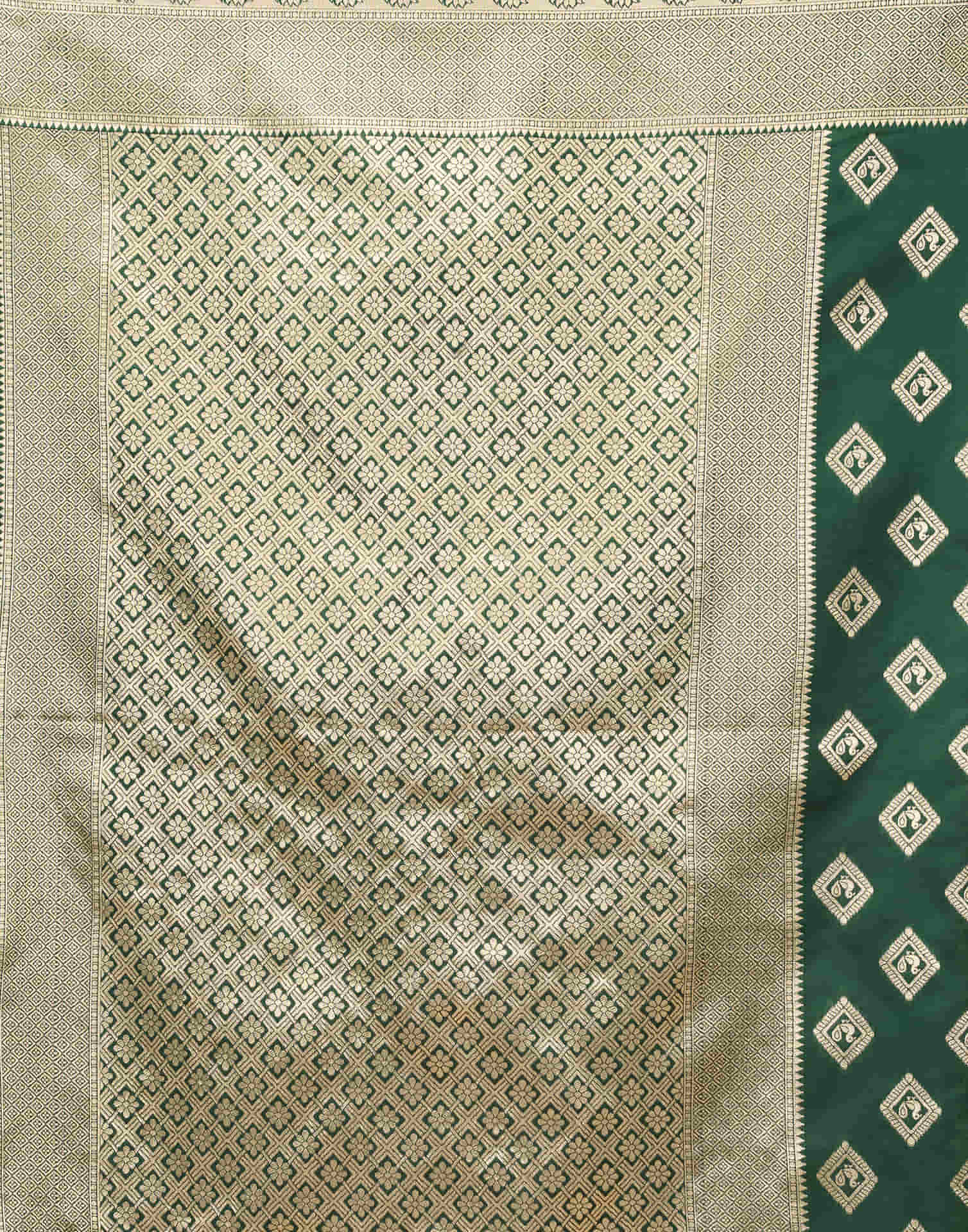 Dark Green Silk Woven Banarasi Saree