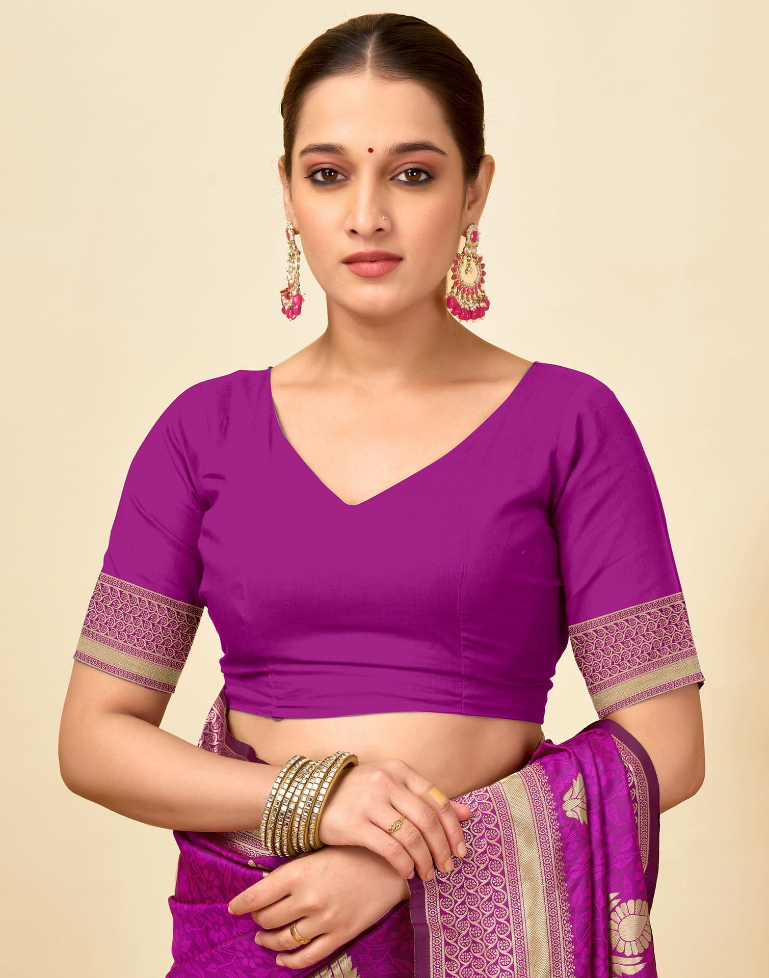 Dark Magenta Silk Woven Kanjivaram Saree