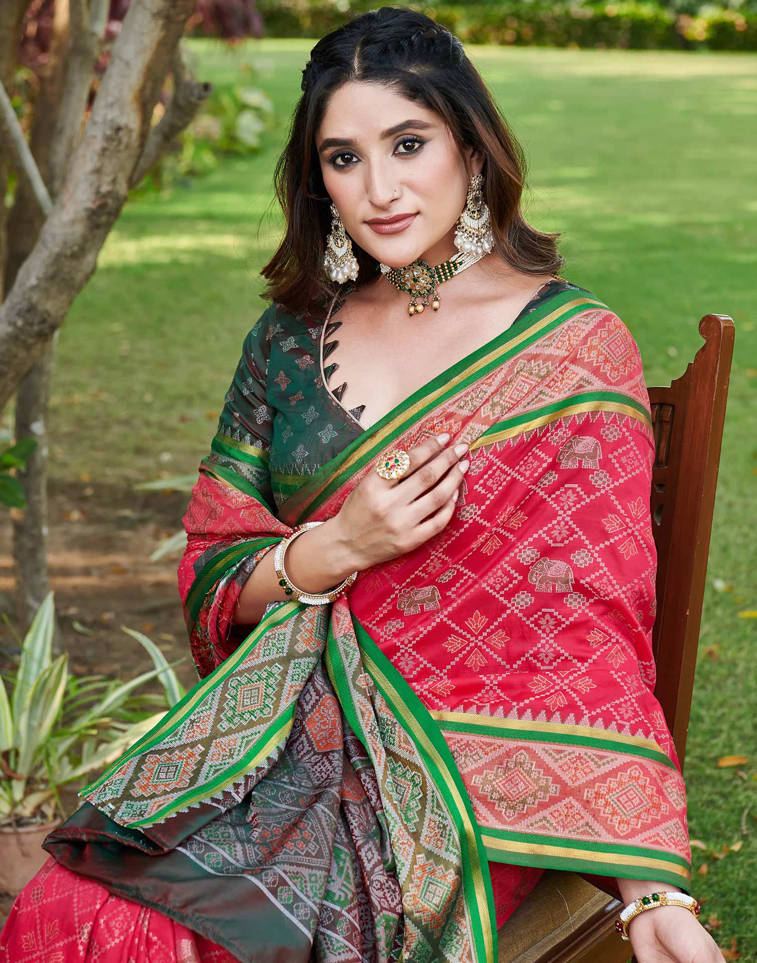 Pink Silk Woven Patola Saree