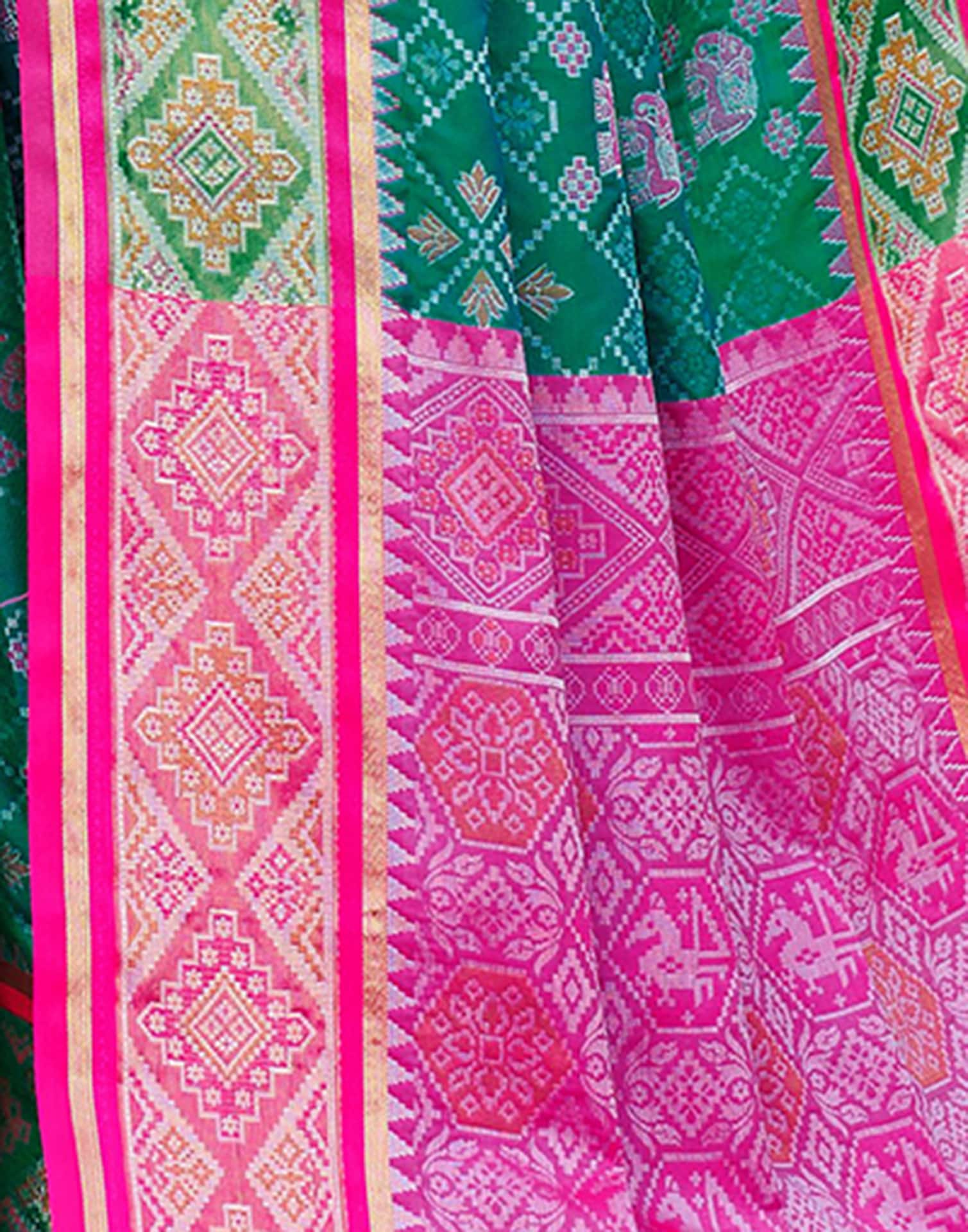Teal Green Silk Woven Patola Saree