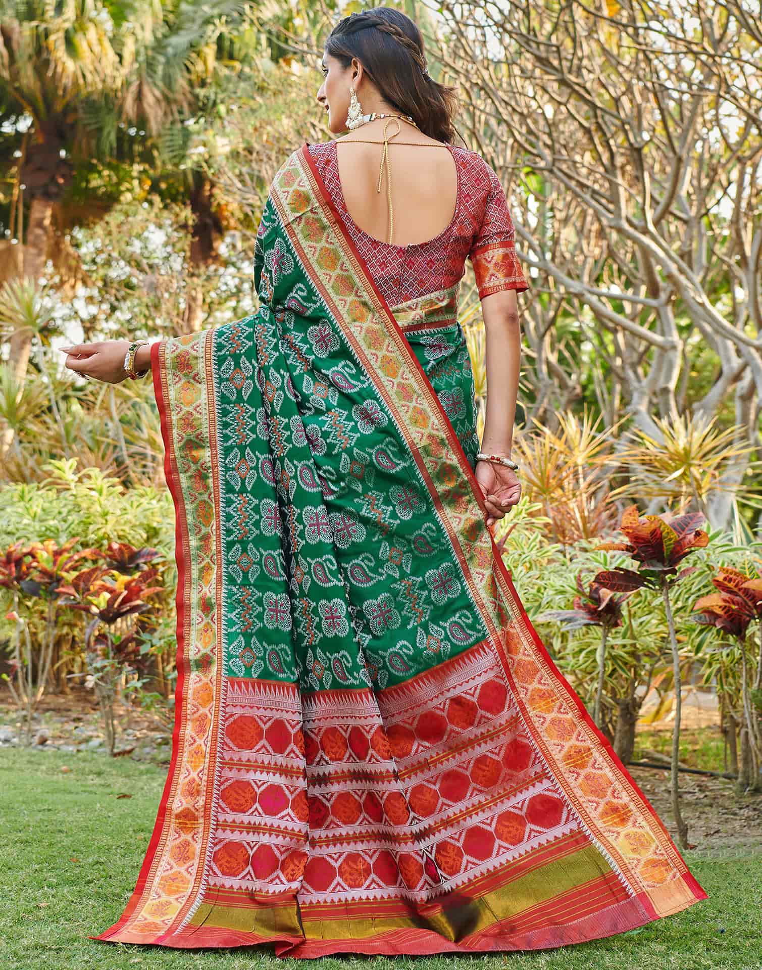 Dark Green Silk Woven Patola Saree