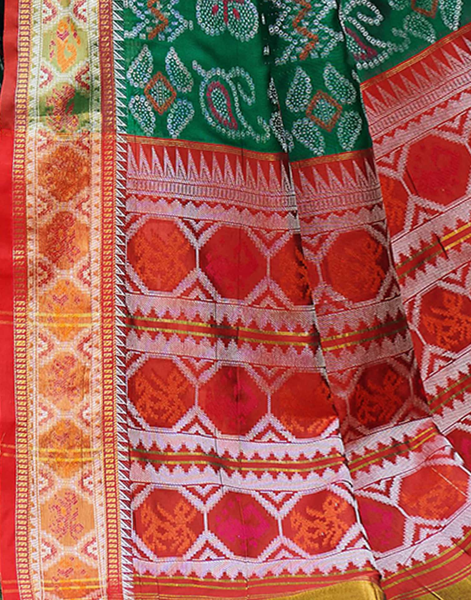 Dark Green Silk Woven Patola Saree