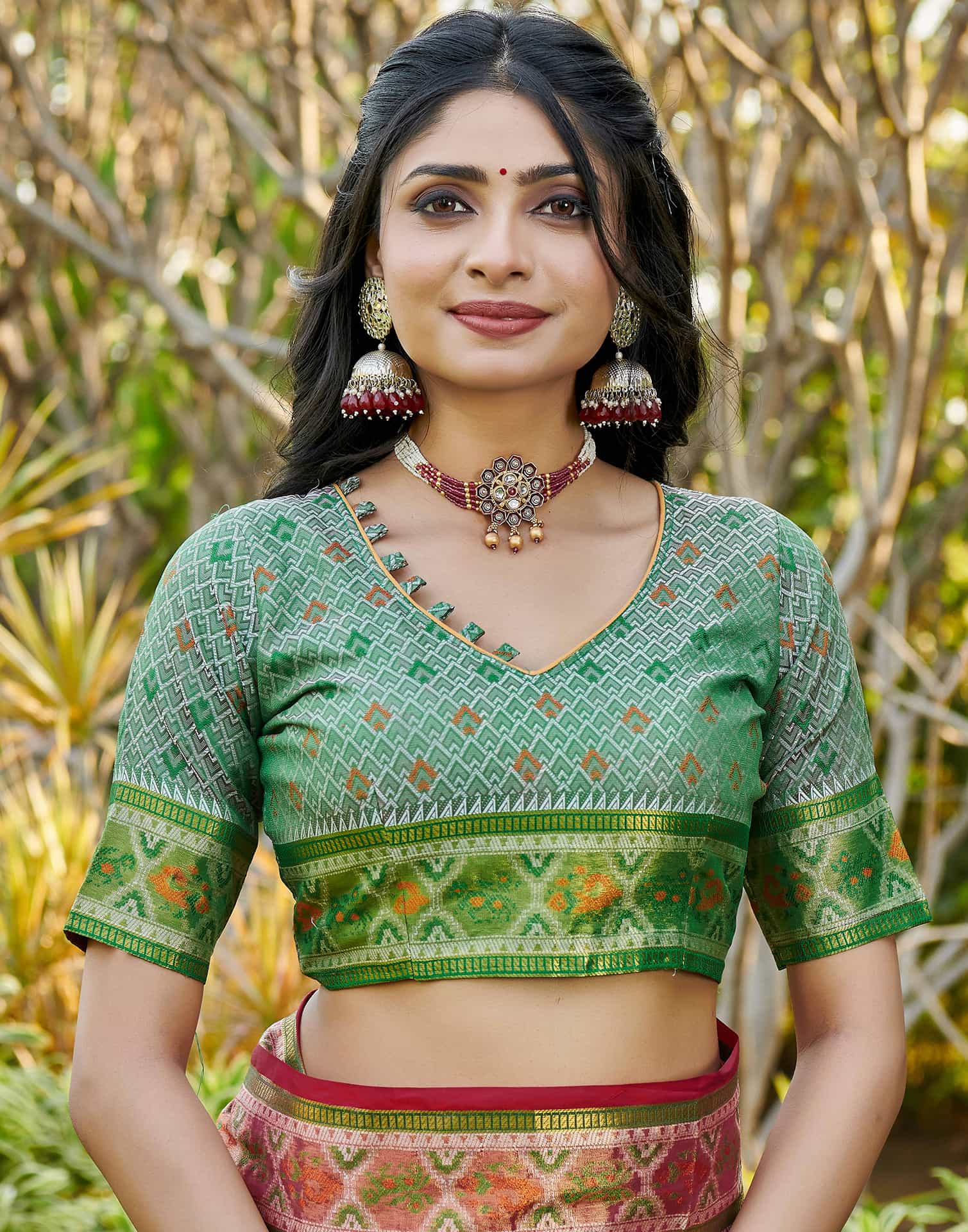 Rani Pink Silk Woven Patola Saree