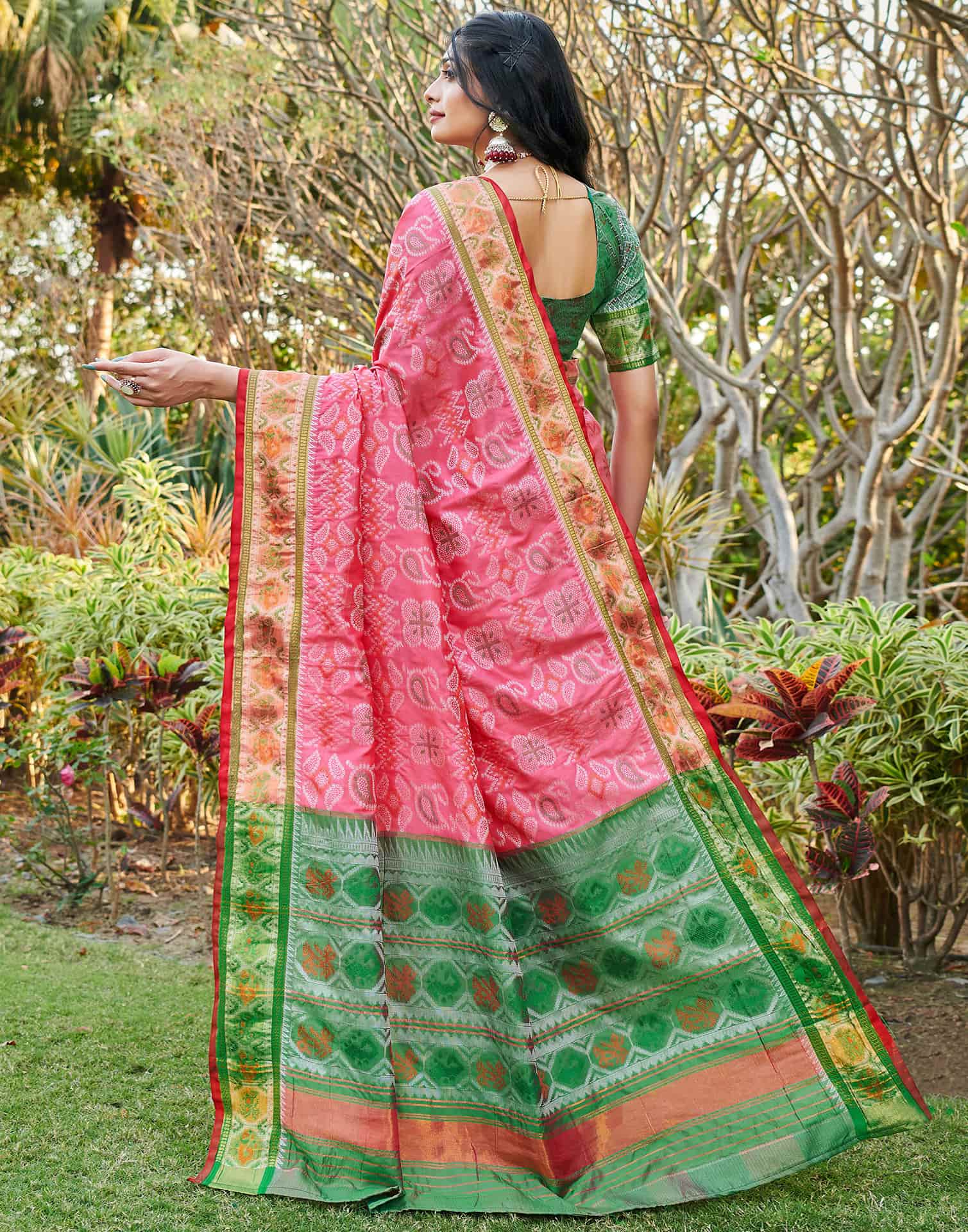 Light Pink Silk Woven Patola Saree