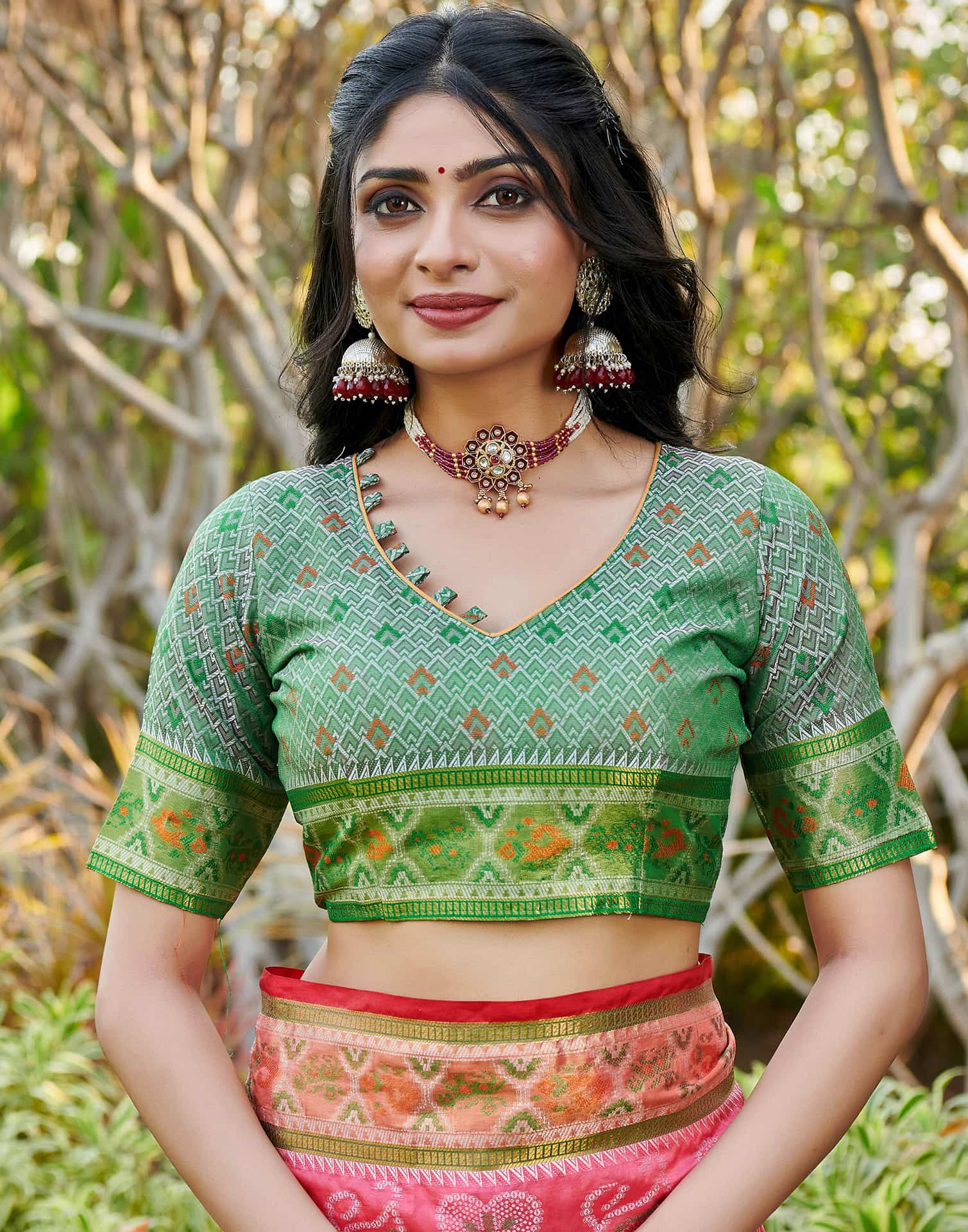 Light Pink Silk Woven Patola Saree
